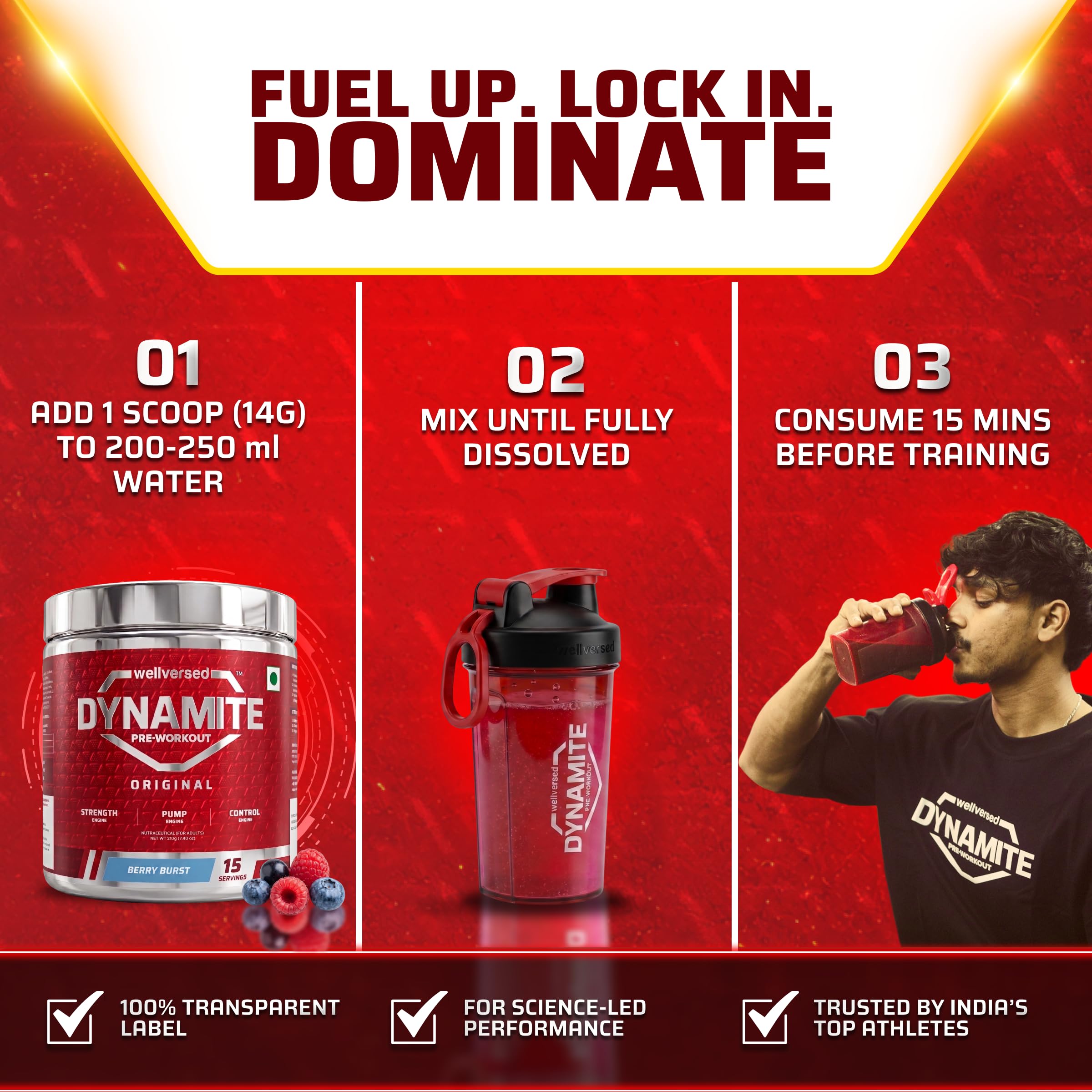 Dynamite Original Pre Workout For Men, Berry Burst, 15 Servings — Amazon image 6