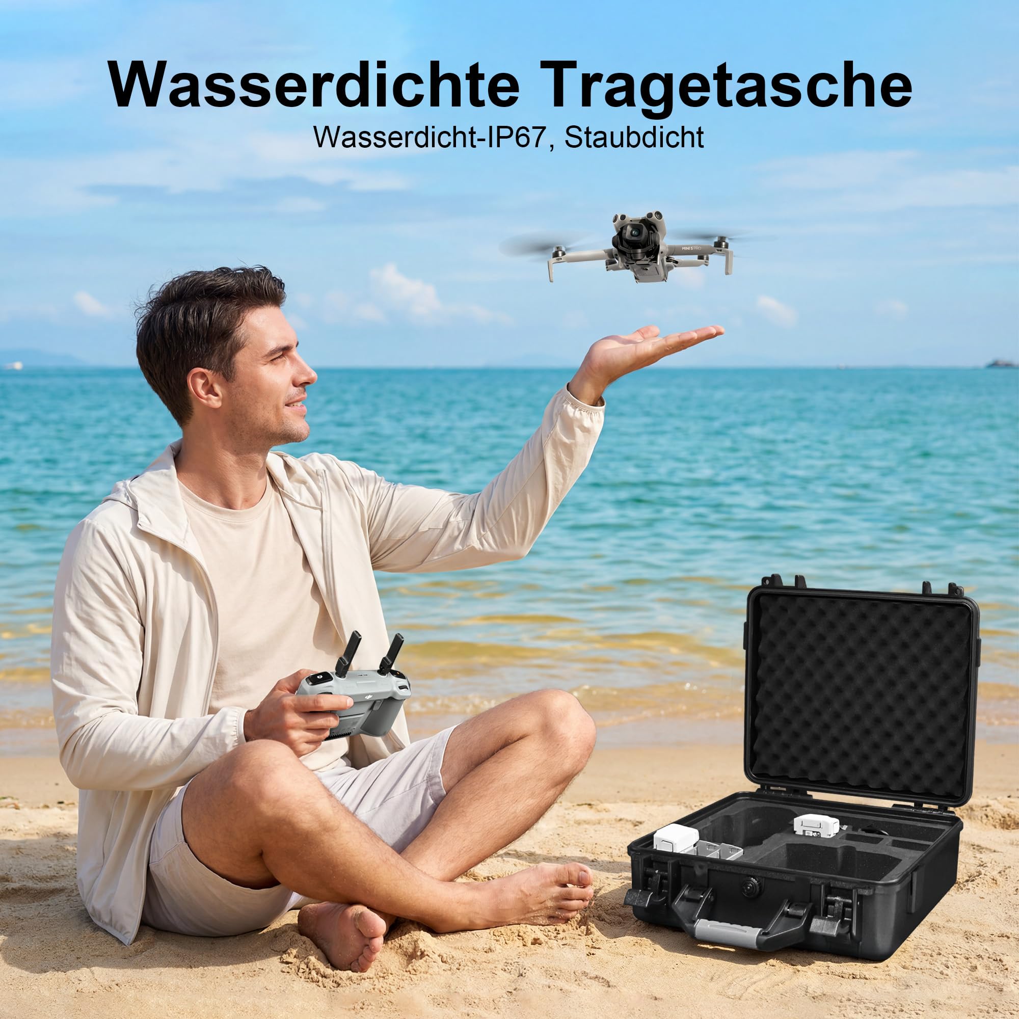 LEKUFEE Wasserdichter Hartschalentasche für DJI Mini 5 Pro Drohne/Mini 4 Pro/DJI RC 2/RC /N2/ N1 Fernbedienung und Zubehör (nur Tasche)