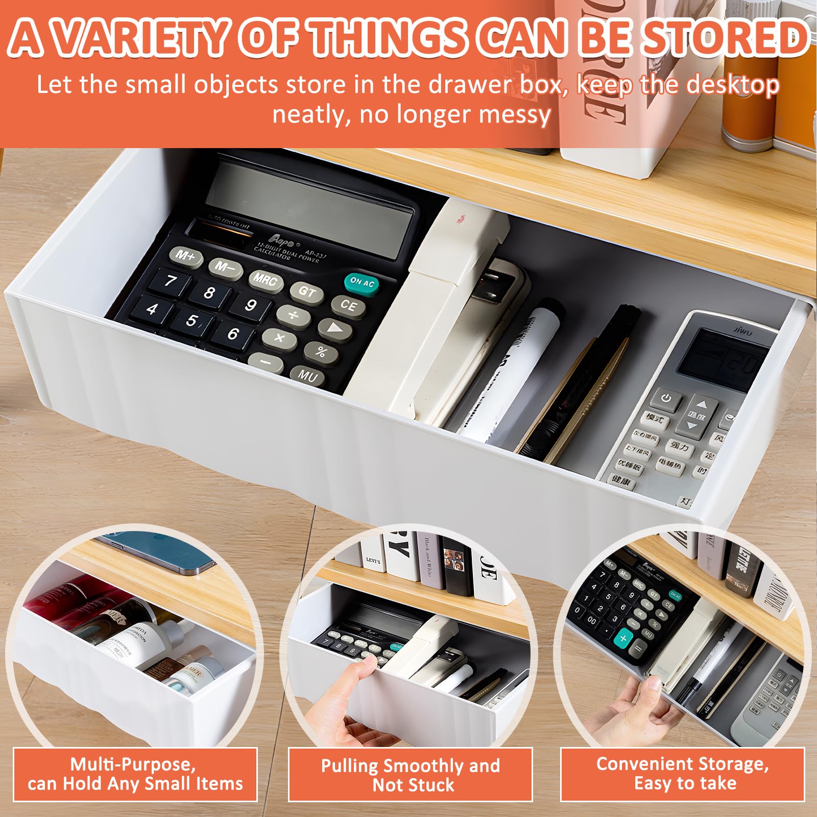 ZLPBAO Cassetto Sotto Scrivania, 3 Pezzi Autoadesivo Organizer per Cassetti, Cassetto Extra Grandi e Grandi Autoadesivo, Cassetto Organizer Cassetti Nascosto Adesivo Da Scrivania per Casa e Ufficio