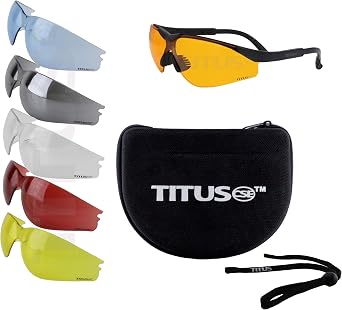 TITUS Professional Multi Lens Interchangeable Range Set Safety Glasses | ANSI & CE Approved Eye Protection & Vision Enhancing UV400 Shatterproof Optical Grade Polycarbonate Lenses
