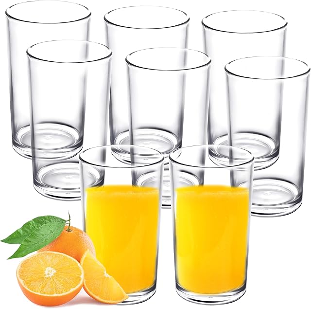 Youngever 9 Pack 270ML Re-usable Plastic Drinking Tumblers, Plastic Glasses, Plastic Cups, Unbreakable Glasses, Drinking Glasses