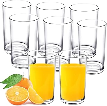 Youngever 9 Pack 300ml Reusable Plastic Tumblers, Stackable Plastic Glasses, Plastic Cups, Shatterproof Glasses, Drinking Glasses, No BPA, Top Shelf Dishwasher Safe