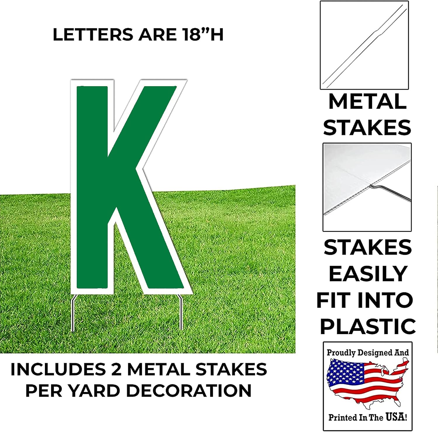 VictoryStore Custom Yard Letters - Bebas 18 Inch Custom Letters Package, Up to 10 Letters, Includes Stakes (Kelly Green)