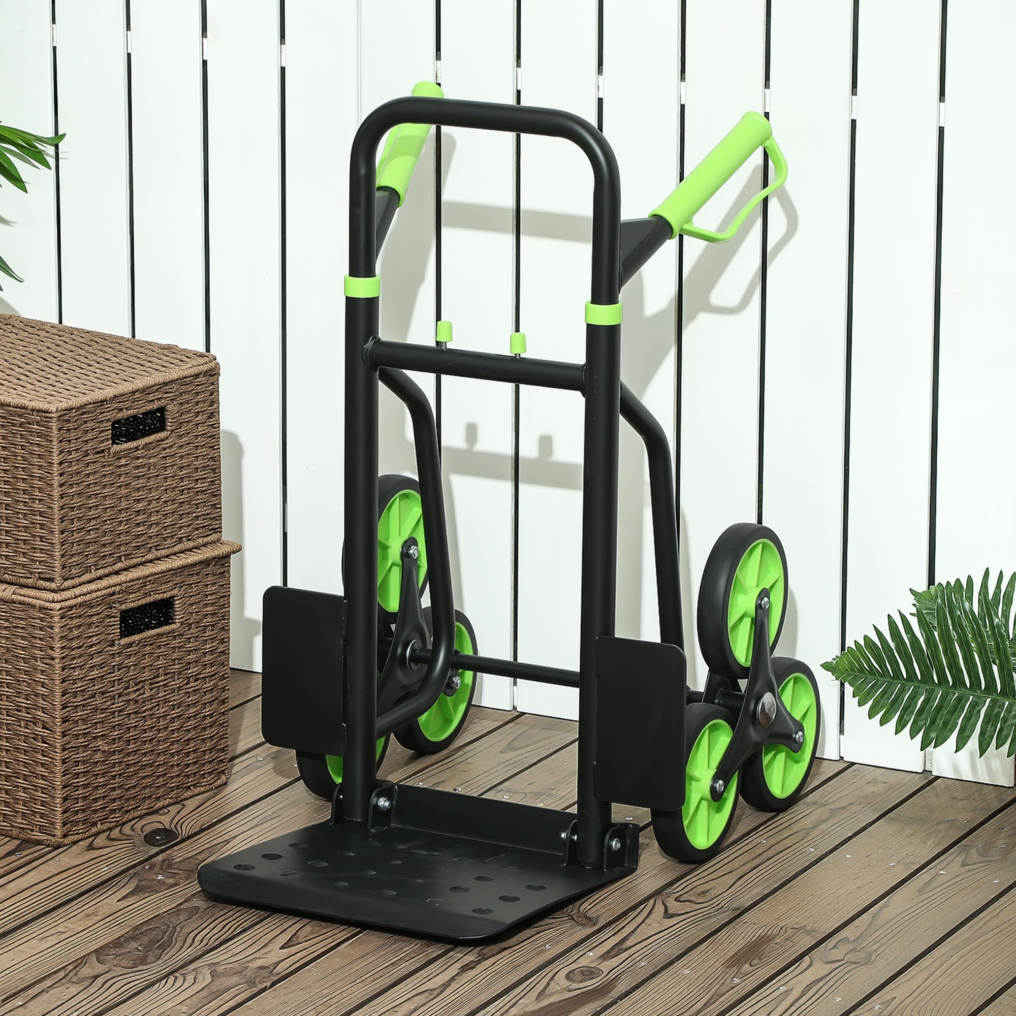 DURHAND Treppensteiger Sackkarre klappbar Transportkarre mit Stahlrahmen max. 120kg 106,5 cm Transportwagen für Umzug Werkstatt Lager Grün