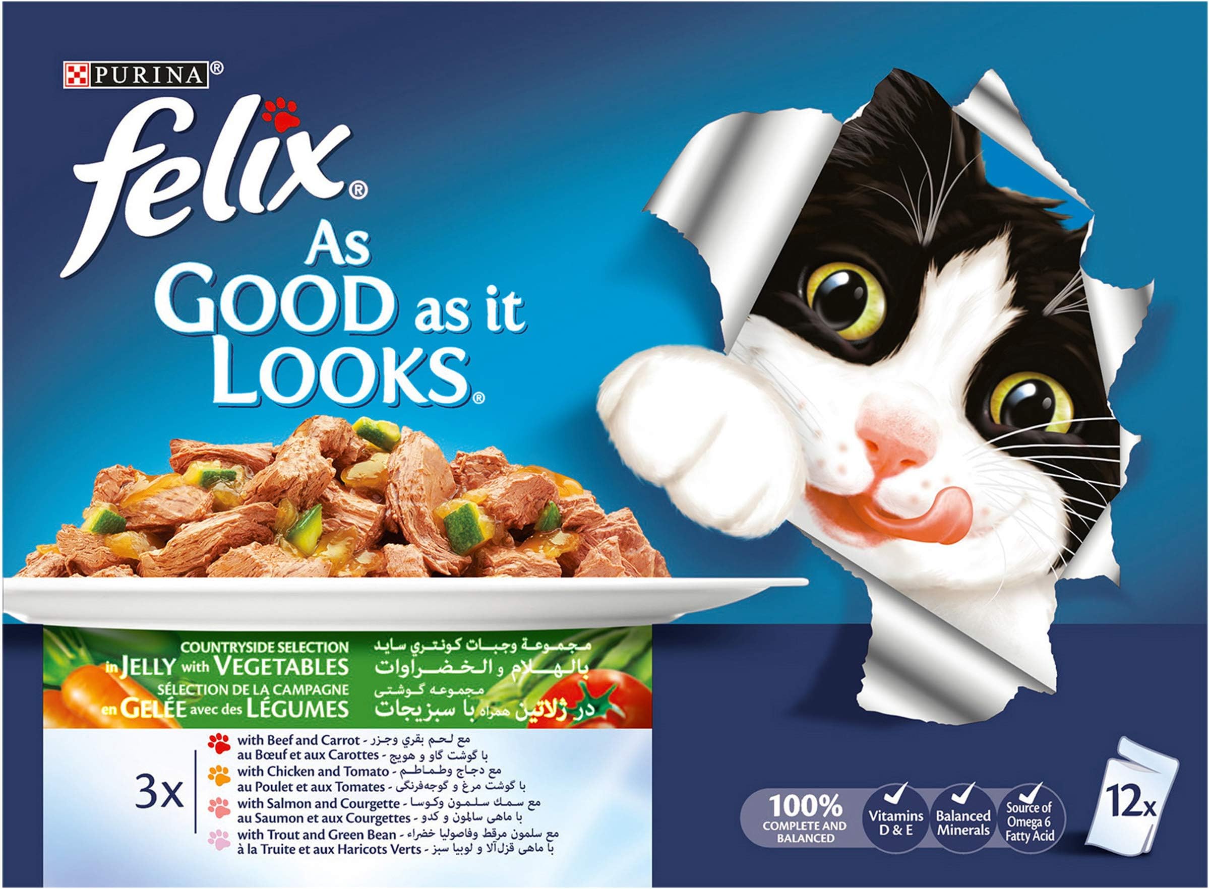 Purina Felix Jelly Countryside Collection With Vegetables Wet Cat Food 12 x 100g