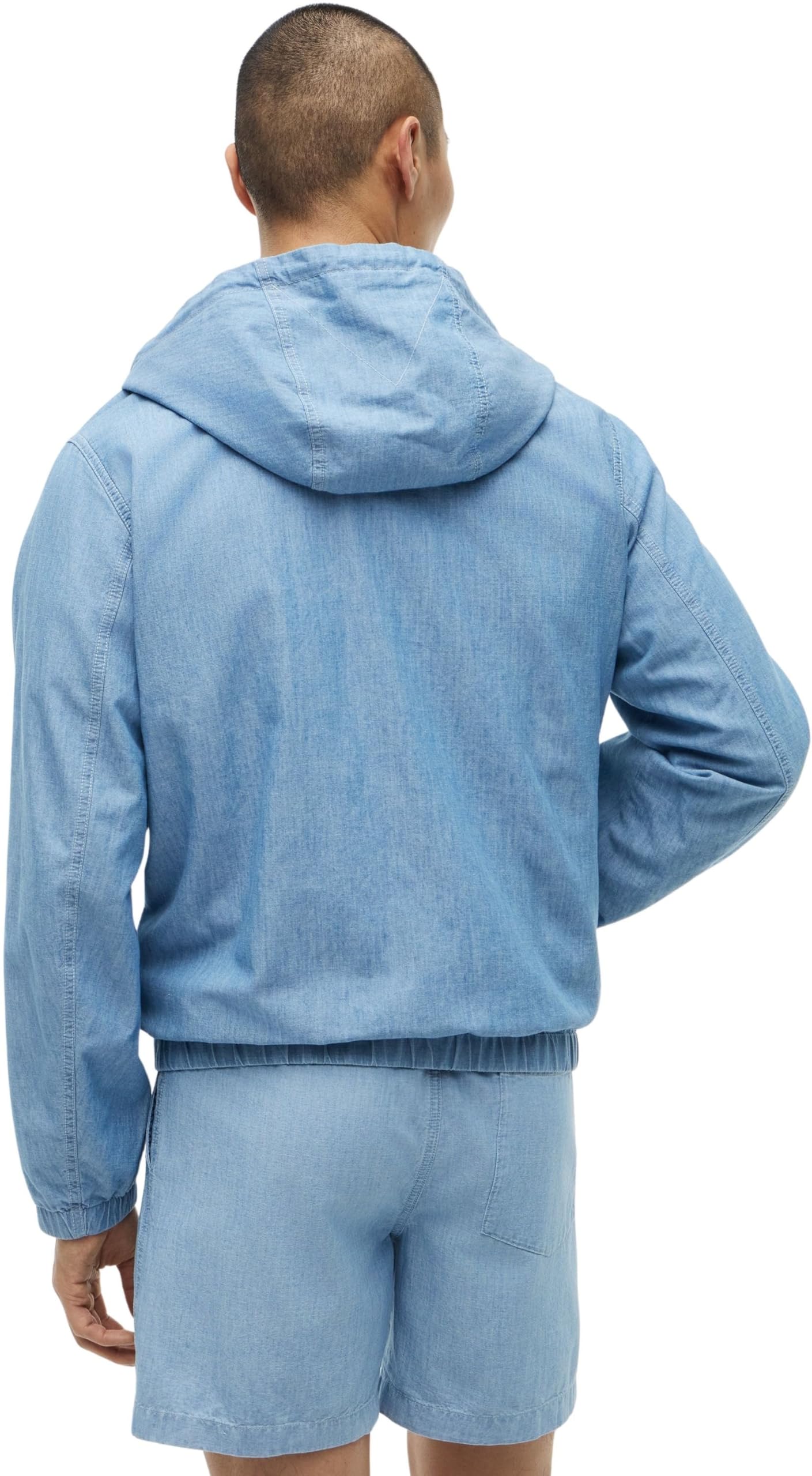 Tommy Hilfiger Herren Übergangsjacke Chambray mit Kapuze, Blau (Mid Wash), XL – Ansicht 2