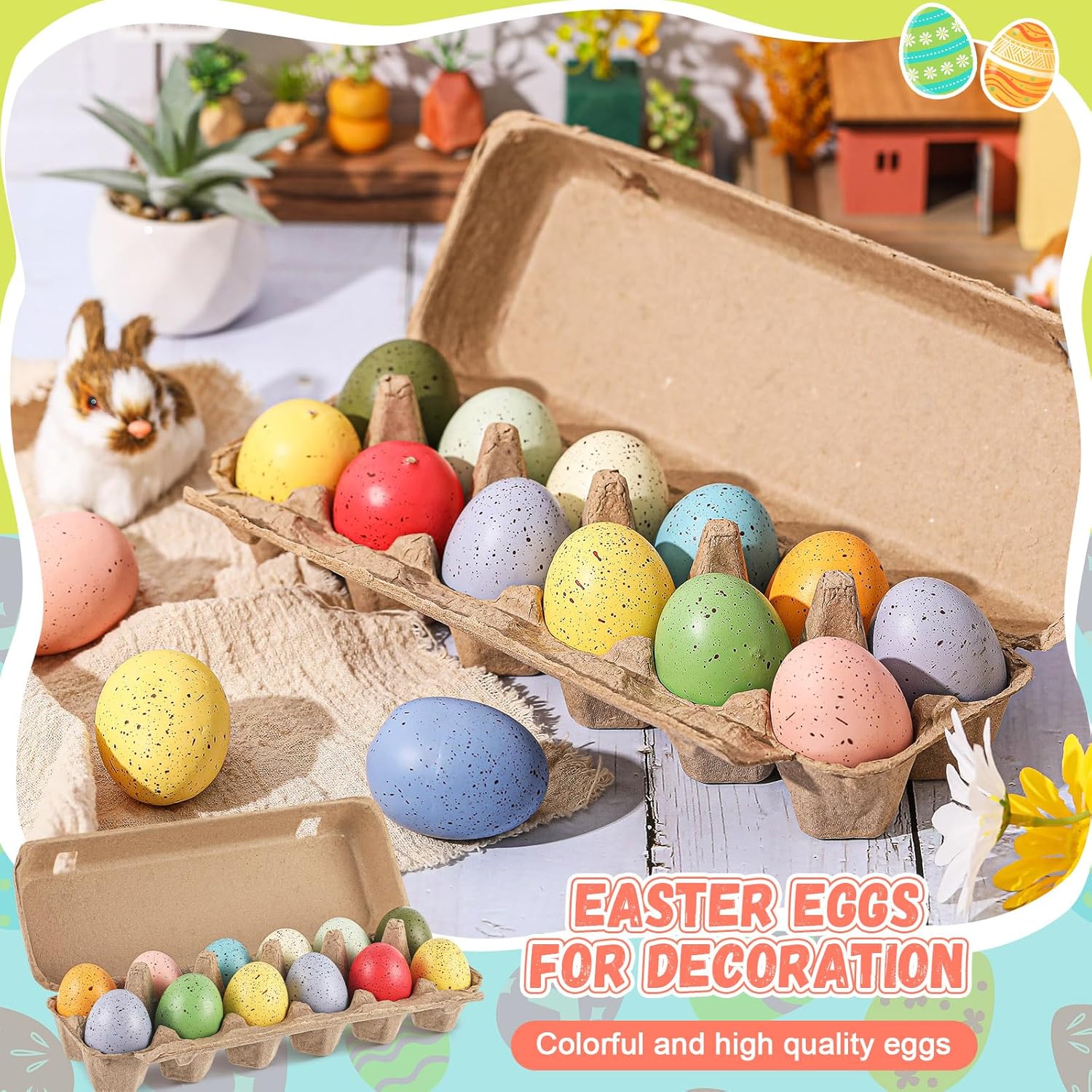 12個 フェイクフォーム イースターエッグ 2.4インチ カラフル パステル 斑点エッグ テーブル ホーム ガーデン 装飾 春 イー