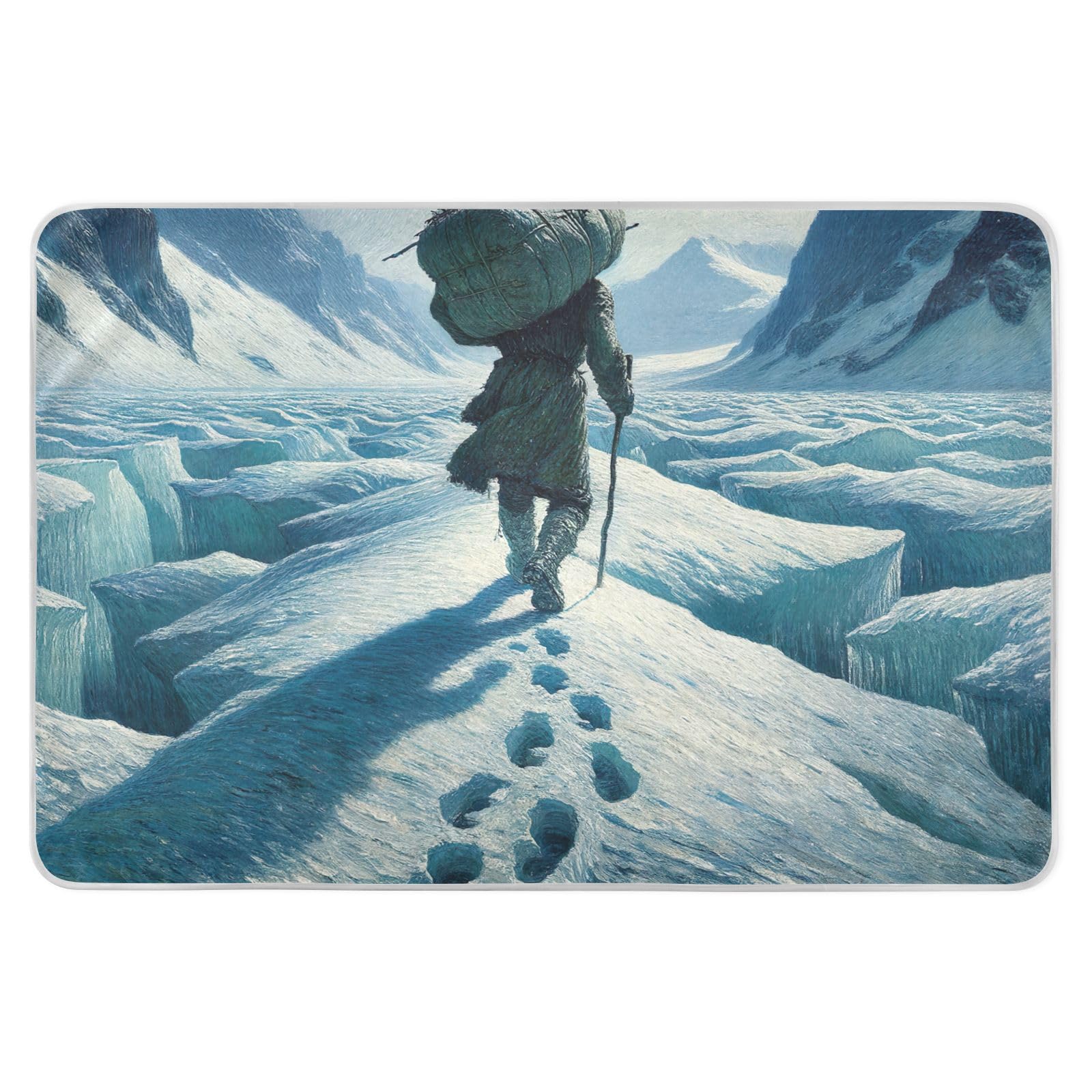 Snowy Mountain Trek White Mattress Protector Pad, Washable Underpads for Bed, Waterproof Bed Pads for Adults