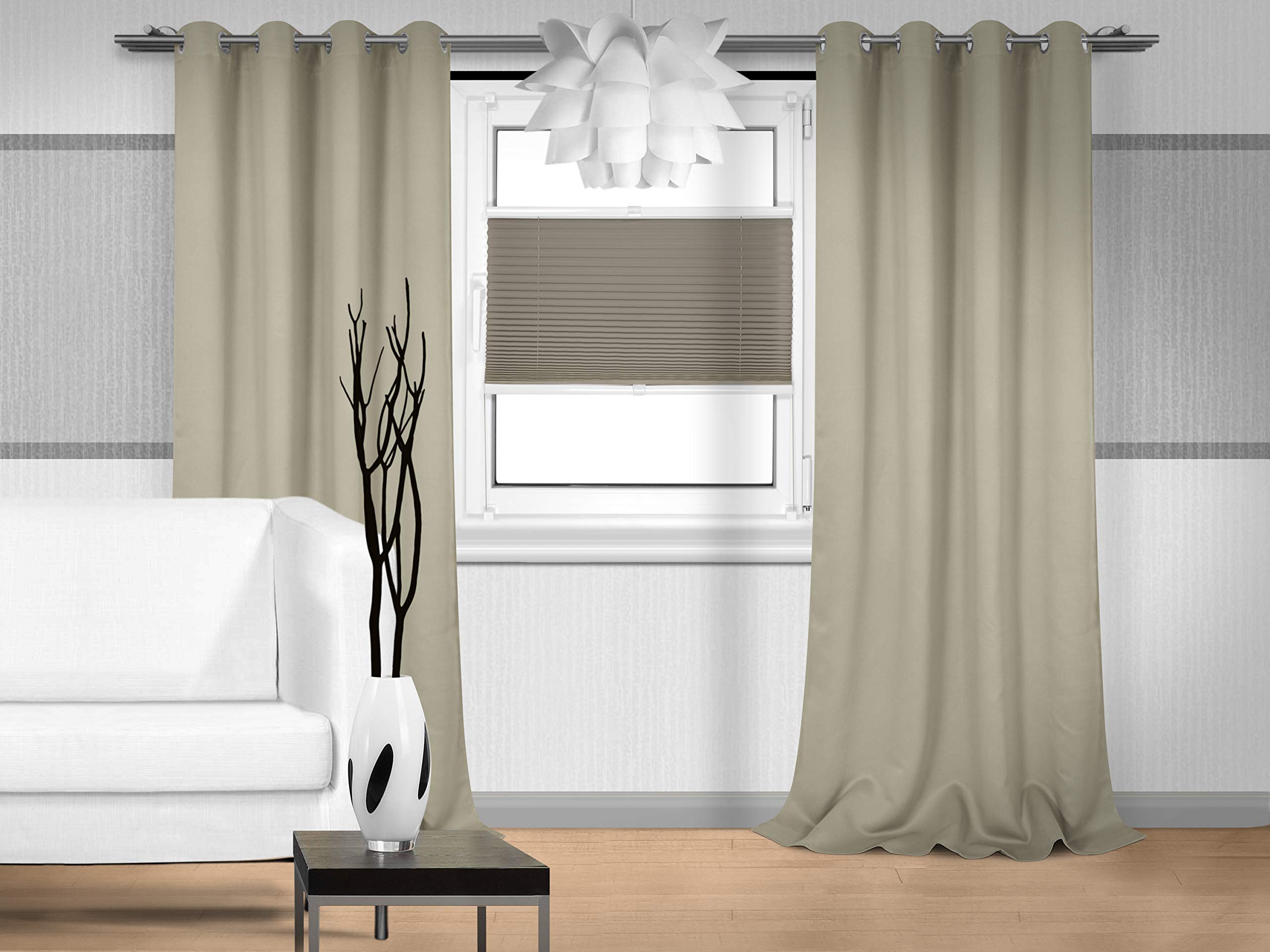 npluseins Plisa - wstępnie zmontowana i z mocowaniem zaciskowym na ramie okna - dziecinnie prosty montaż 3-stopniowy, ok. 30 x 130 cm, szara