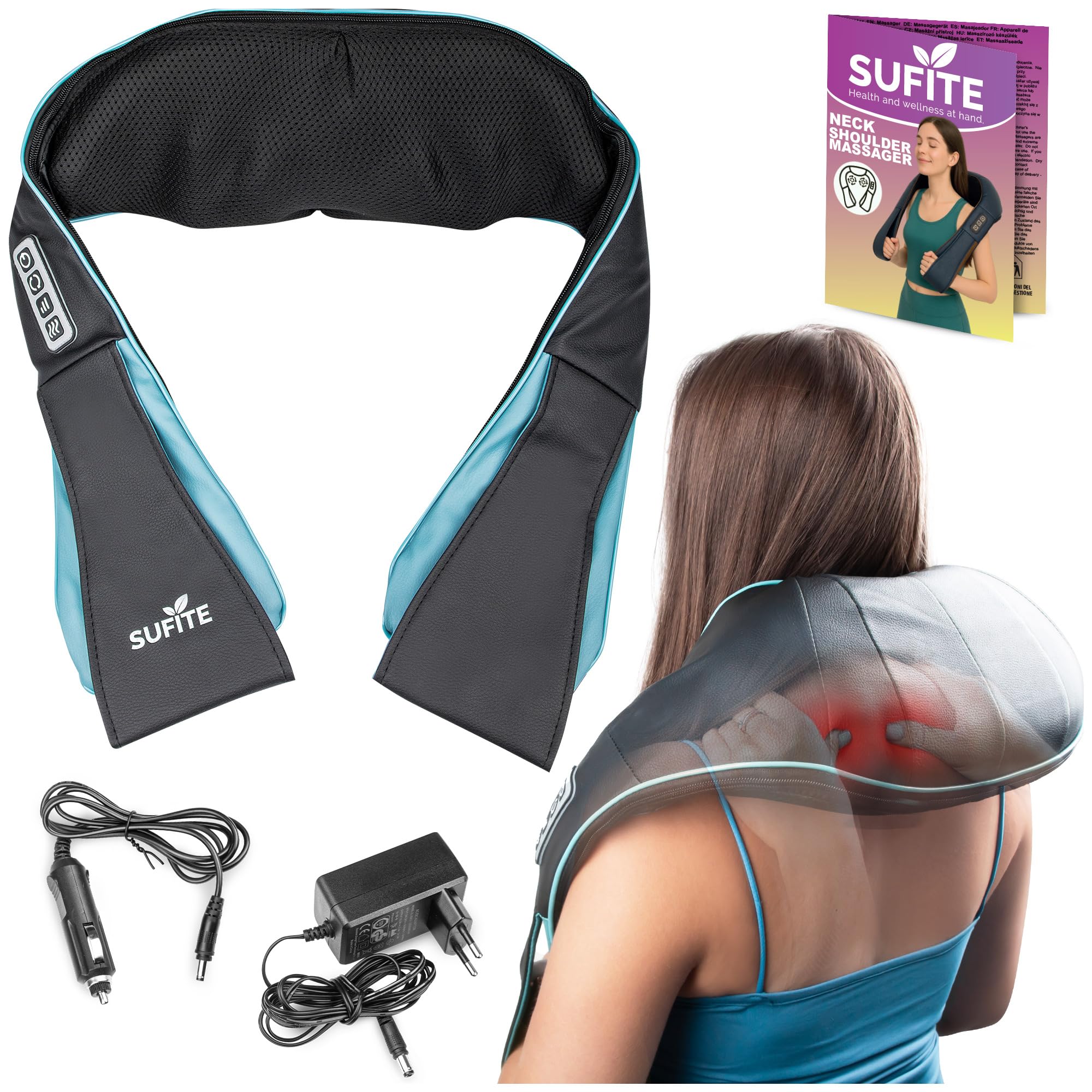 Shiatsu Massagegerät Nacken - Nackenmassagegerät Mit Wärme, 3 Geschwindigkeiten, Auto-Reverse