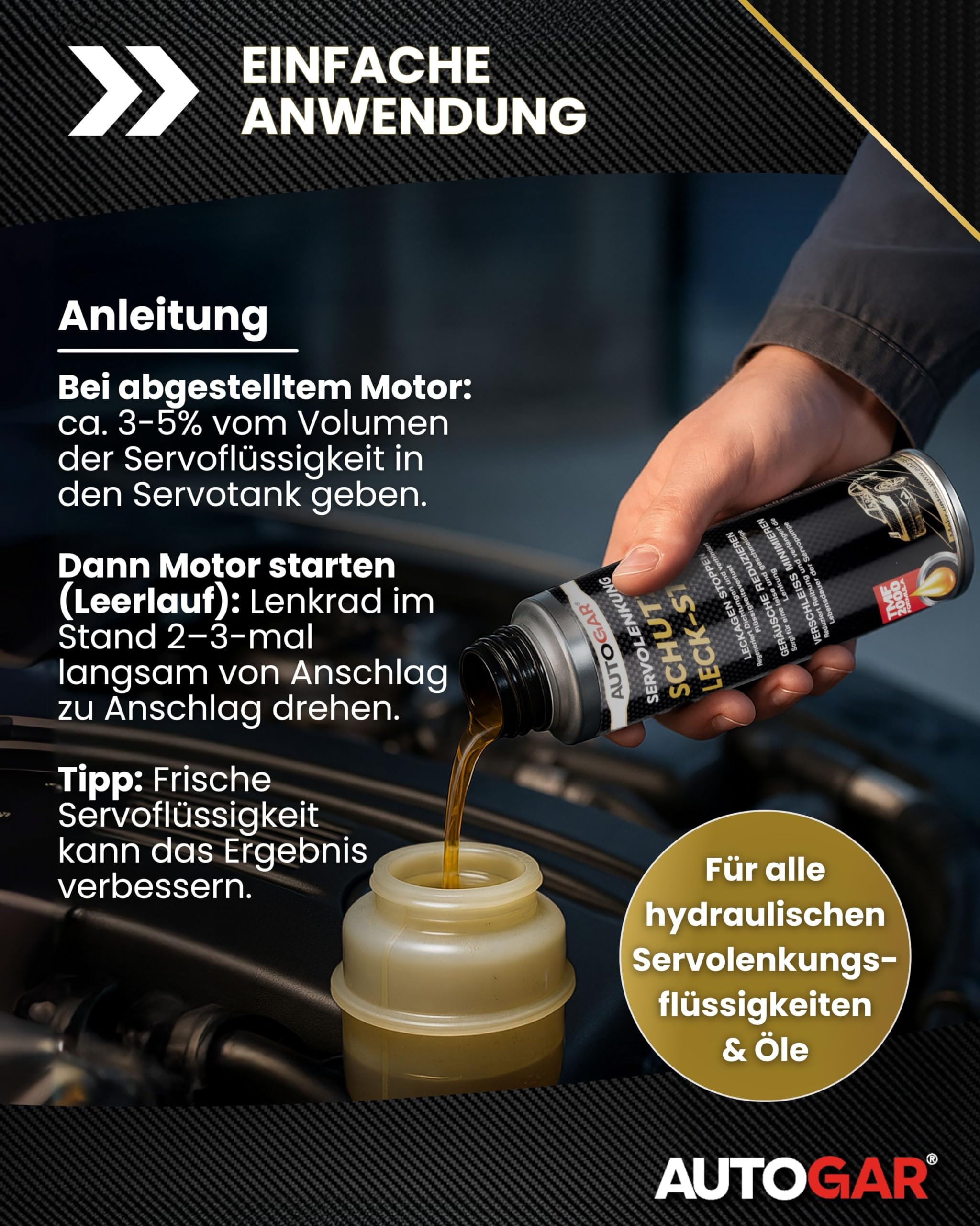 Servolenkung Schutz & Leck-Stop 250 ml I Additiv gegen Ölverlust & Lenkgeräusche I Dichtet Leckagen, schützt die Servopumpe & sorgt für sanftes Lenkverhalten
