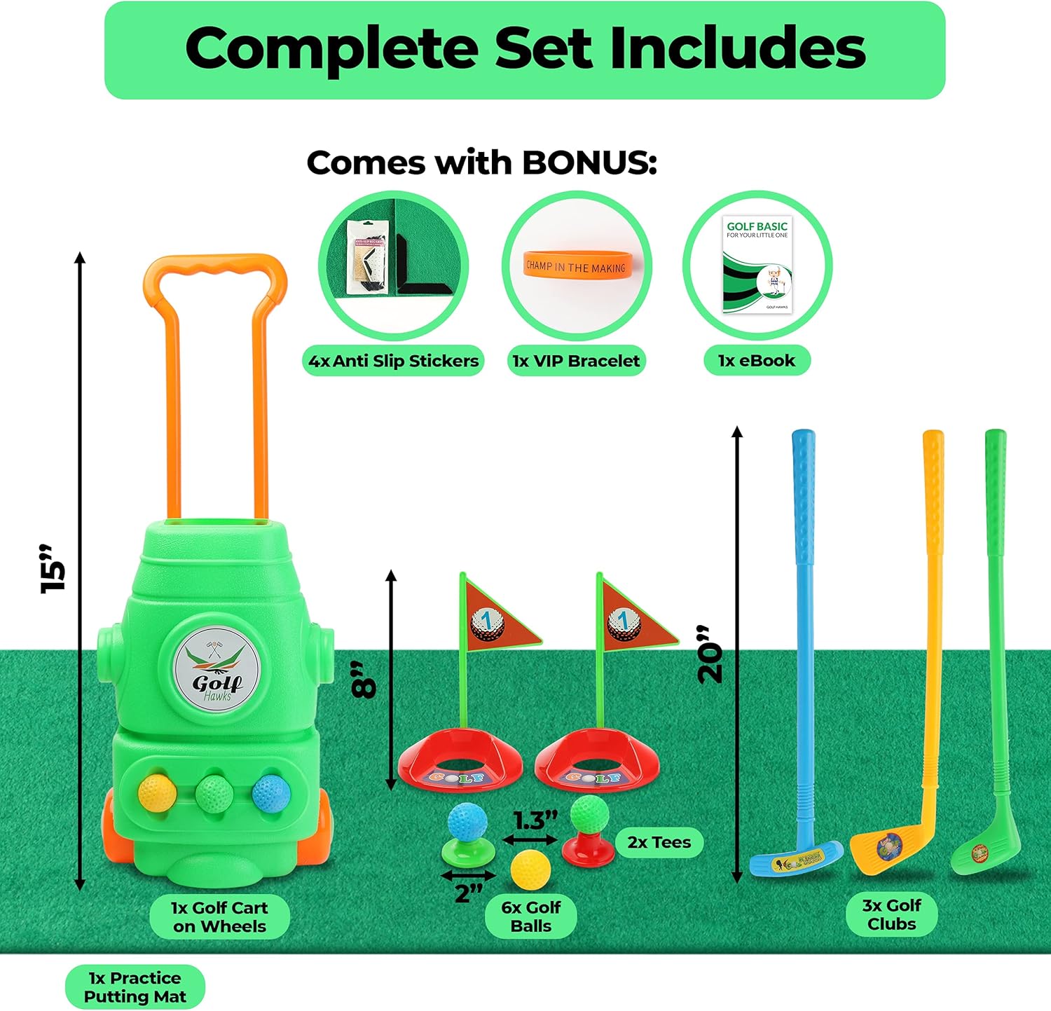 (Lab Tested) - Premium Kids Golf Clubs 3-5 - Kids Golf Set - Toy Golf Set - Toddler Golf Set - Golf Toys for Kids - Mini Golf Set - Baby Toddler Golf Clubs - Plastic Play Golf Clubs - Age 3 4 5 6 : Toys & Games