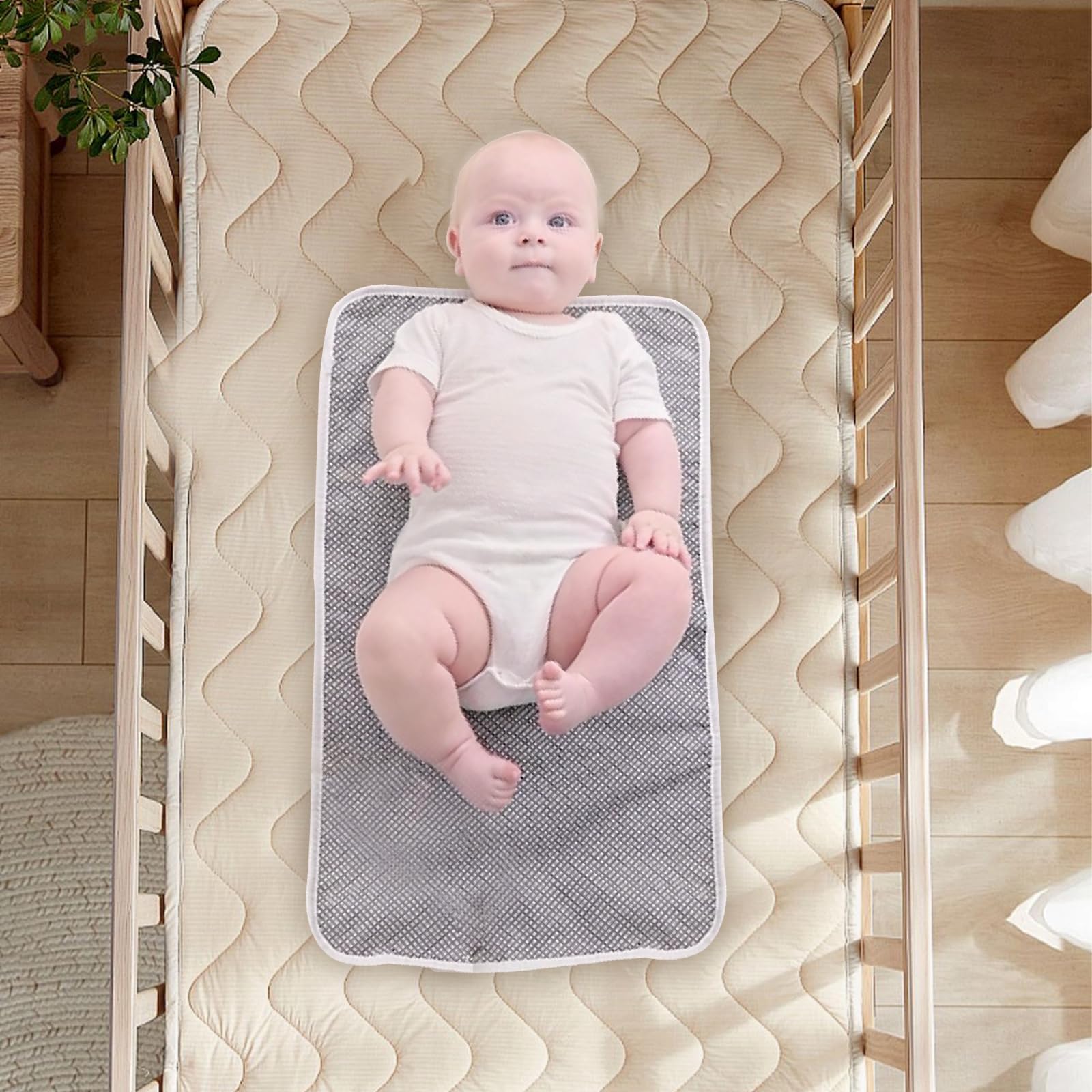 Cambiador plegable para bebé, paquete de 2, almohadilla para cambiar pañales, impermeable, para viajes, orinal, kit de cambio de bebé para el hogar, viajes al aire libre (gris + azul)