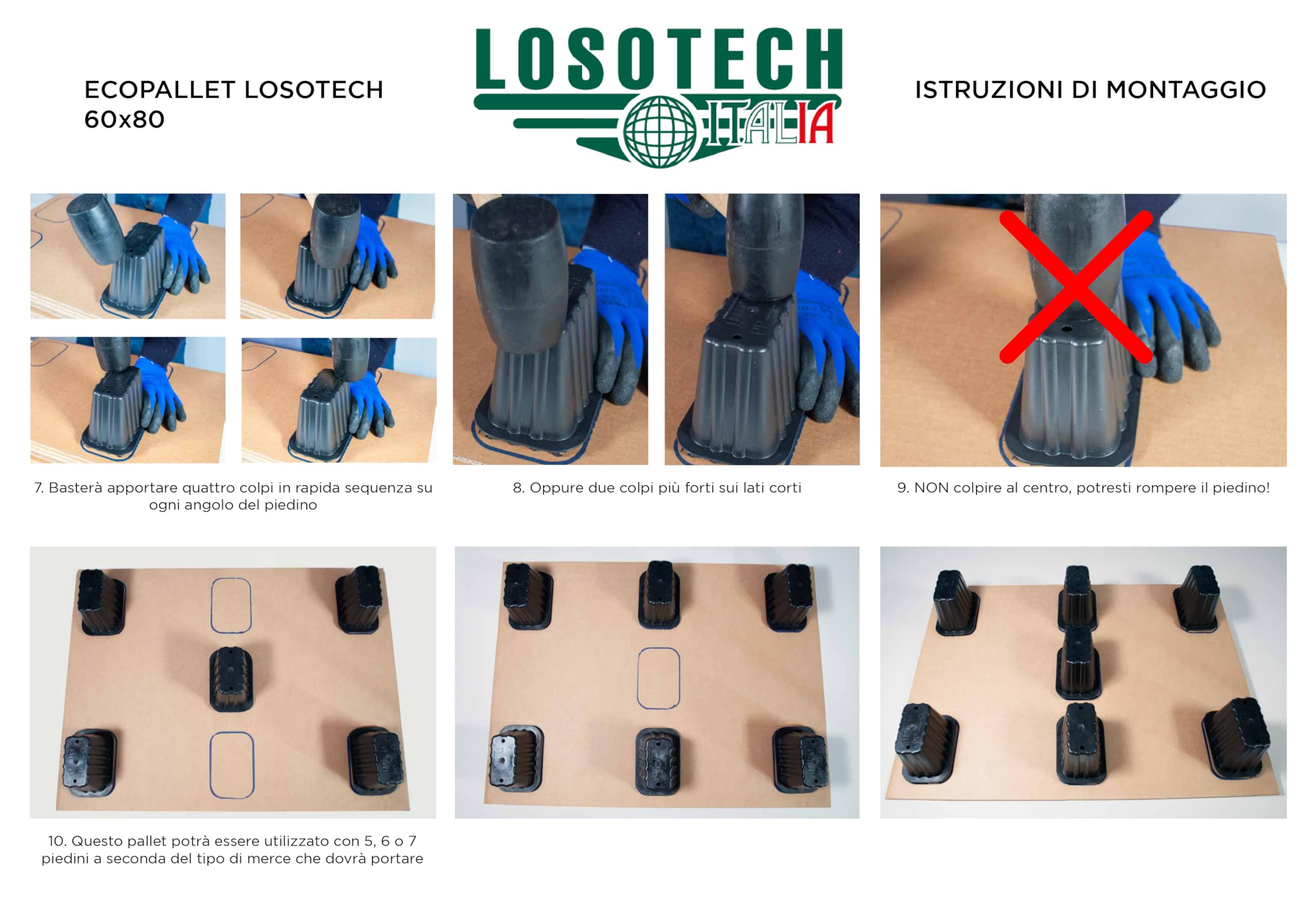 ECOPALLET Losotech, f.to 60 x 80 cm, confezione da 𝟏𝟎 𝐏𝐄𝐙𝐙𝐈 da assemblare