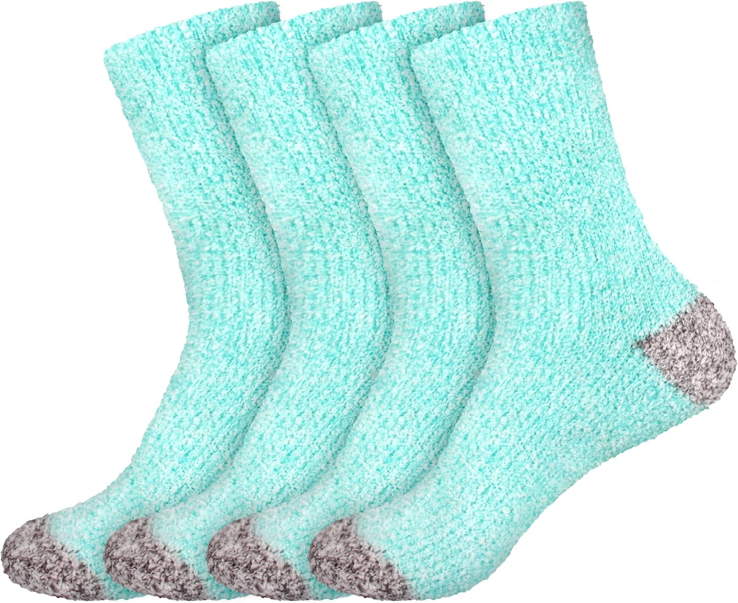 BambooMN Women's Soft Fuzzy Warm Cozy Striped Solid Socks - 4 Pair Value Packs