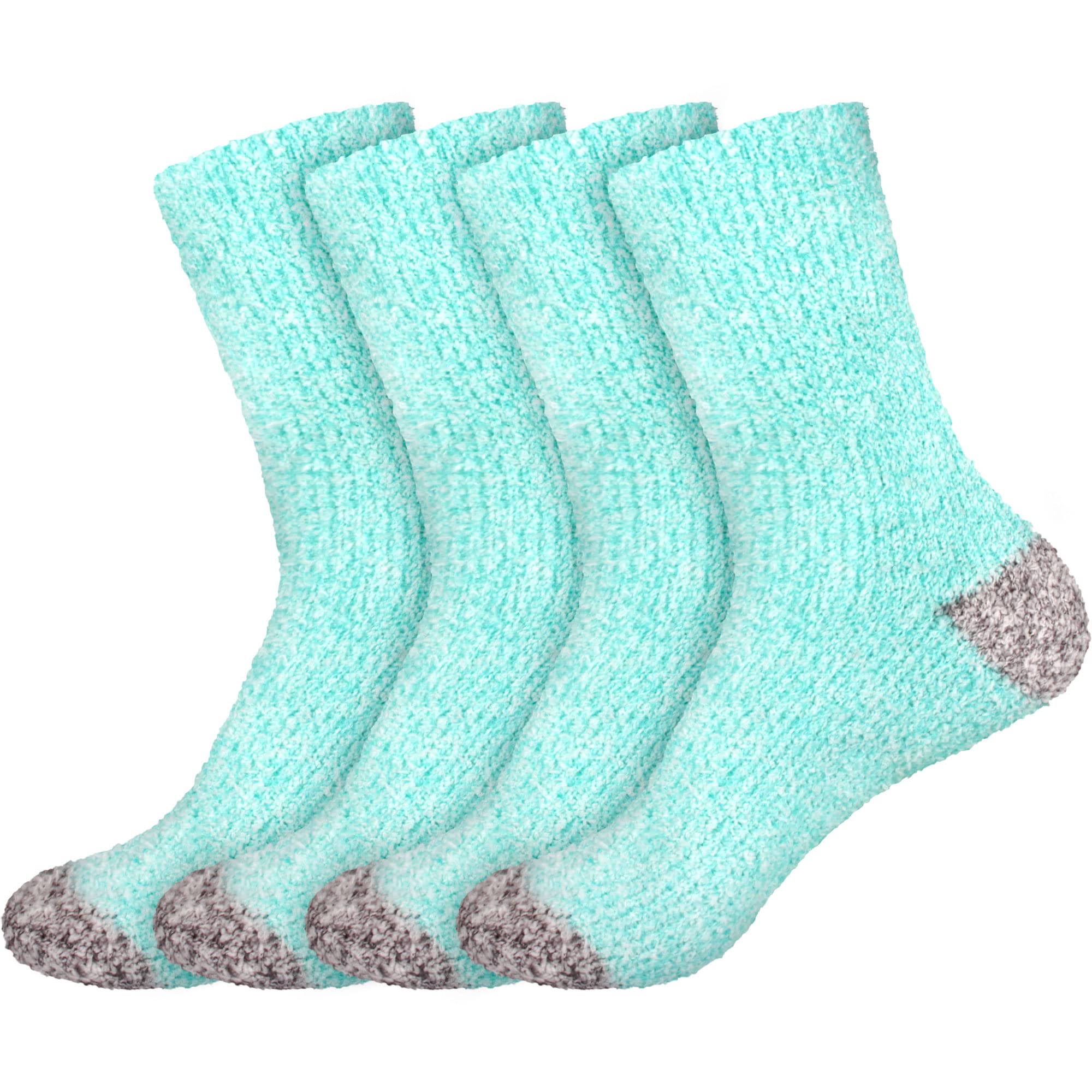 BambooMN Women's Soft Fuzzy Warm Cozy Striped Solid Socks - 4 Pair Value Packs