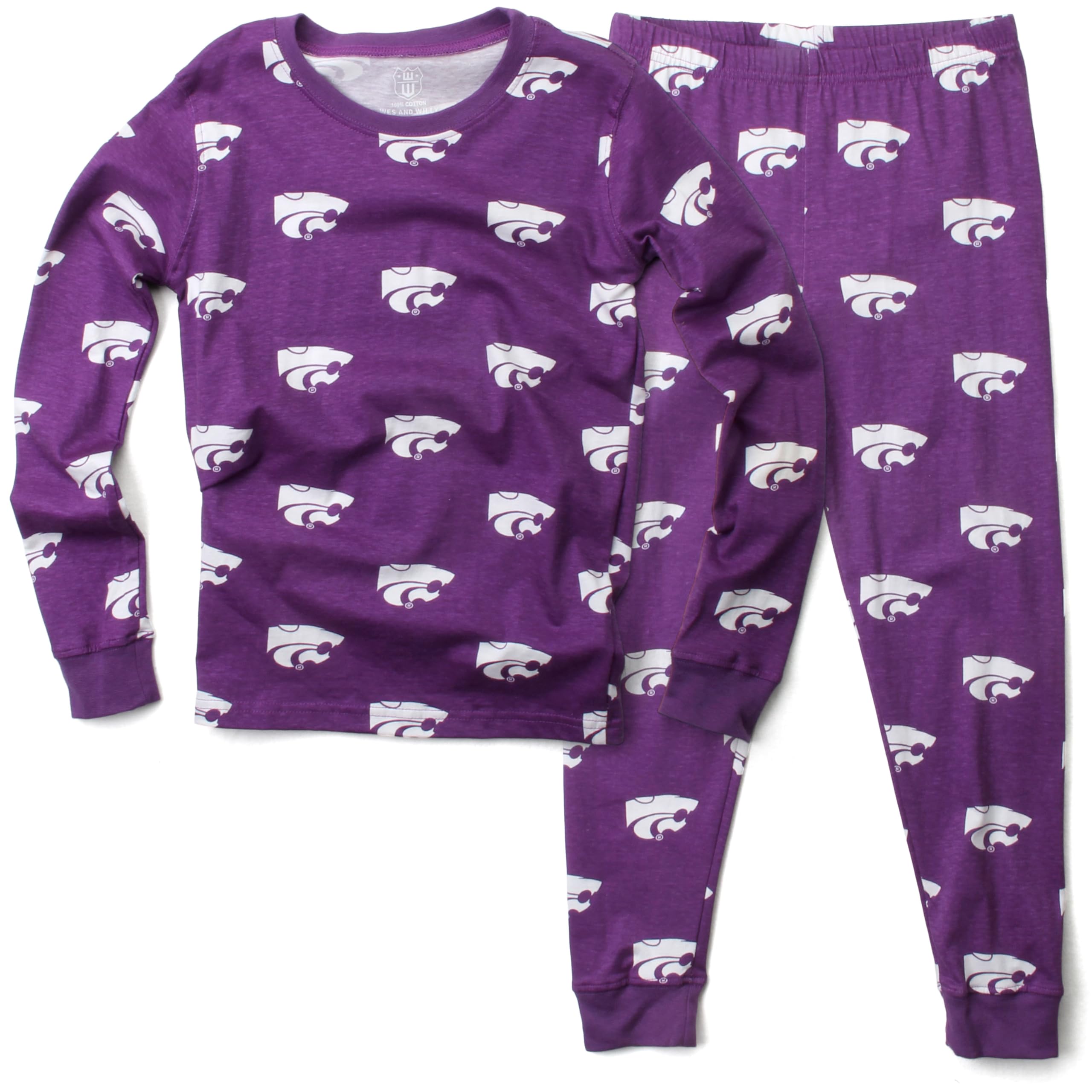 Wes and Willy NCAA Boy's All Over Print Long Sleeve PJ,