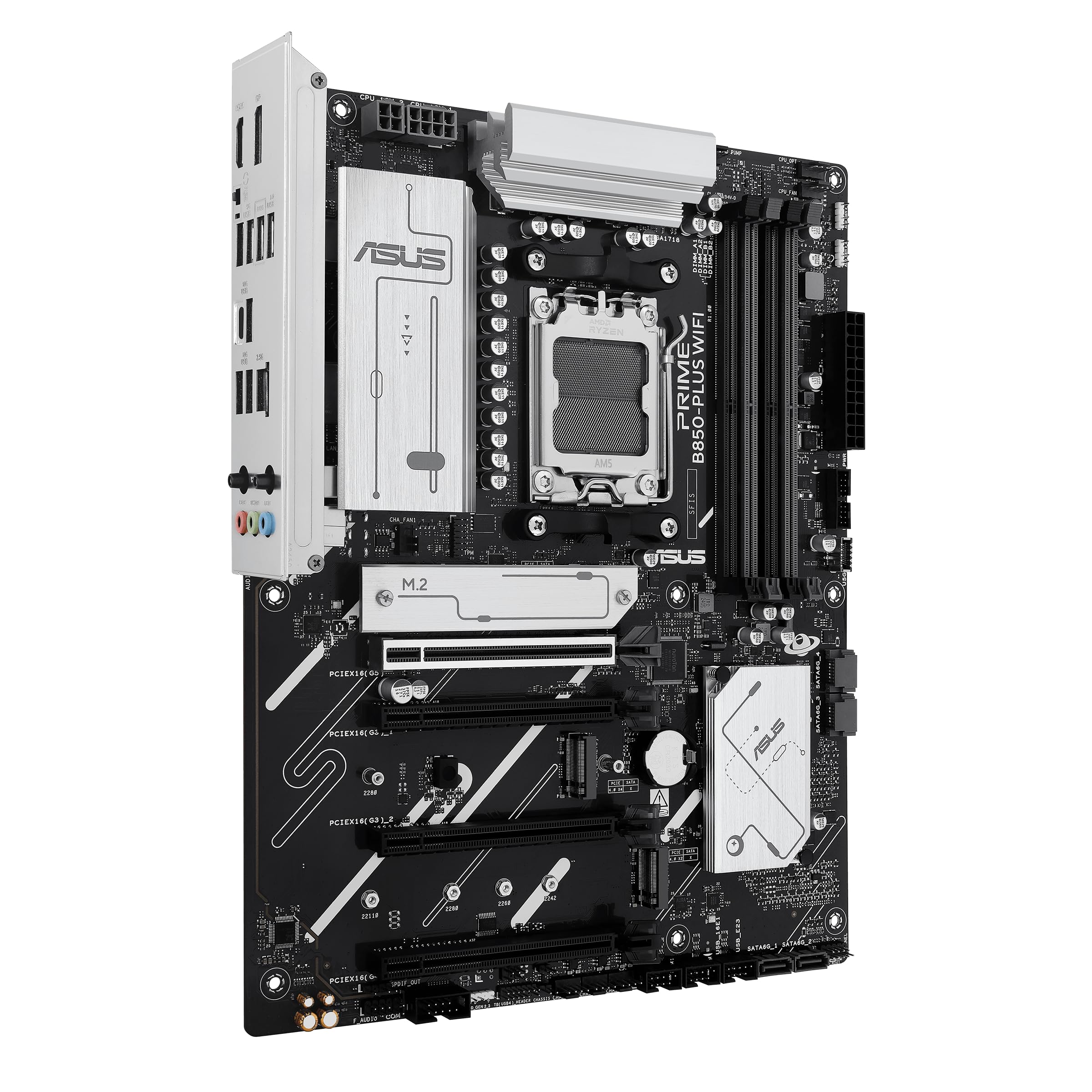ASUS Prime B850-PLUS Gaming Mainboard Sockel AMD AM5, ATX (DDR5, PCIe 5.0, 3X M.2, WiFi 6E, DisplayPort, HDMI, BIOS Flashback, Aura Sync)
