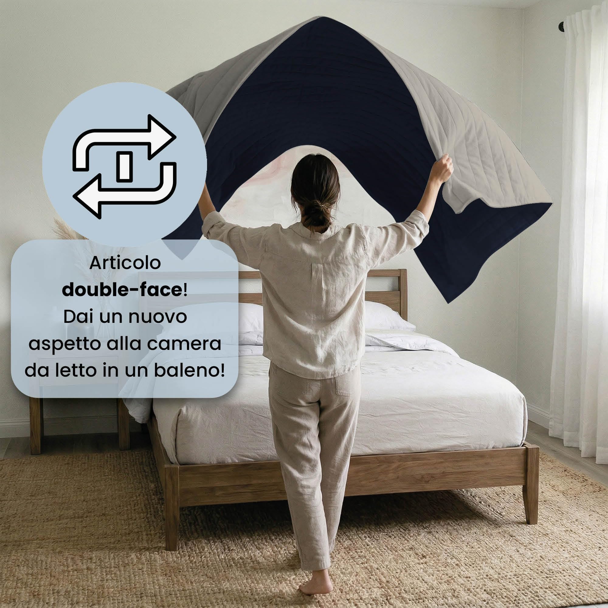 Edrojoón de verano Elegant blu oscuro/gris claro, doble pequeño