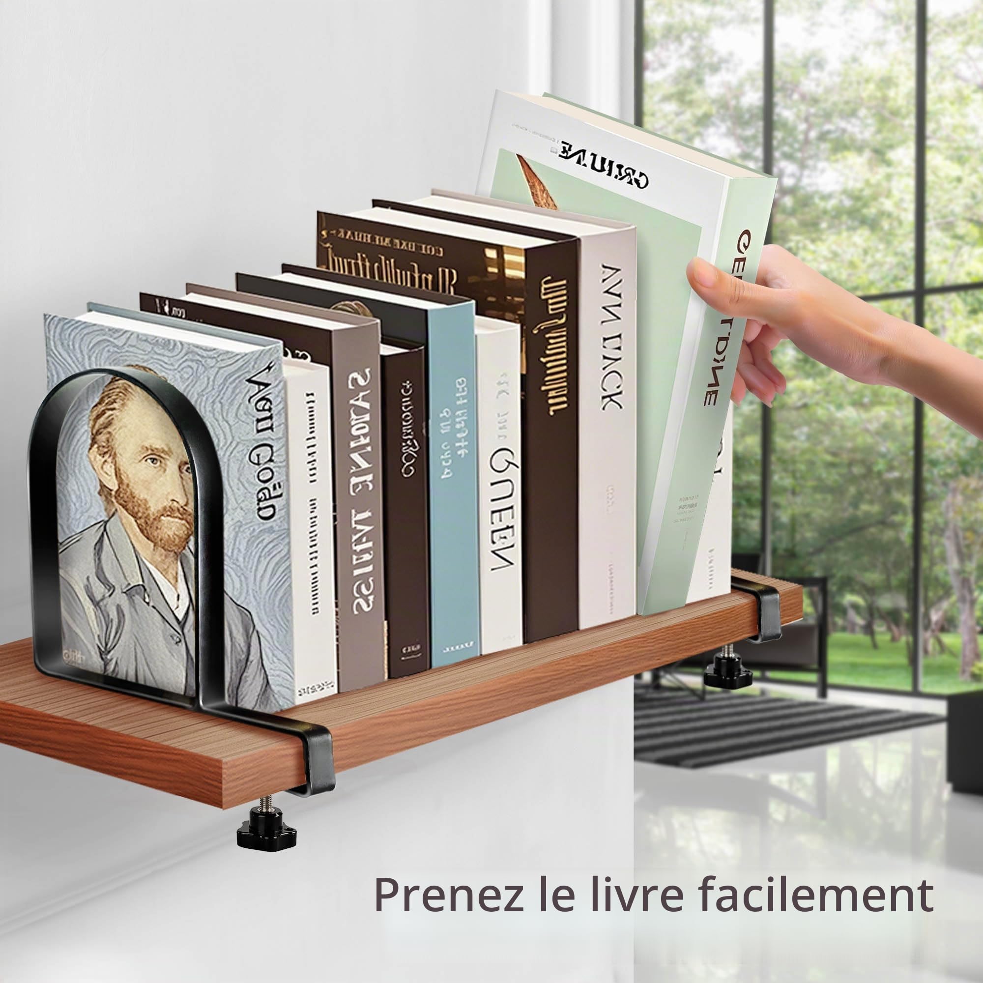 Serre-Livres réglables pour étagères (métal/Noir) Serre-Livres en métal Robuste pour la Maison et Le Bureau, Serre-Livres antidérapants