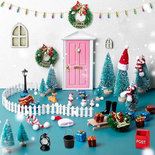 Miniatura 1 de Leyndo 80 piezas de puertas de hadas de elfo, decoraciones de Navidad, mini puertas de hadas de madera, accesorios de puertas de hadas, juego de