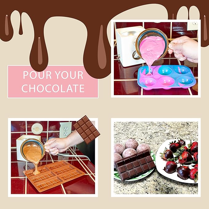 Fuente de chocolate para derretir, fondue, con 4 tenedores miniatura 5