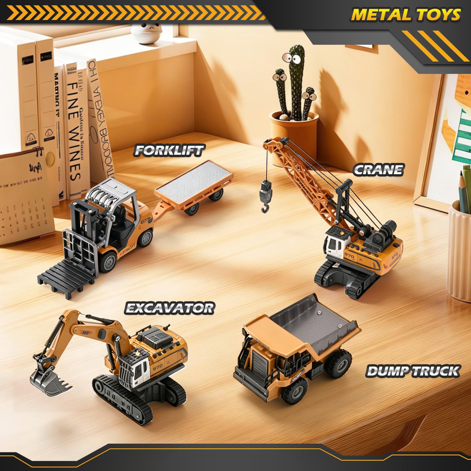 Mini Carretilla Elevadora RC con Remolque, 1:64 Juguete de Carretilla Elevadora Teledirigida con App y Mando 2,4 GHz, 3 Velocidades, Horquillas y Gancho, Vehículo de Construcción RC
