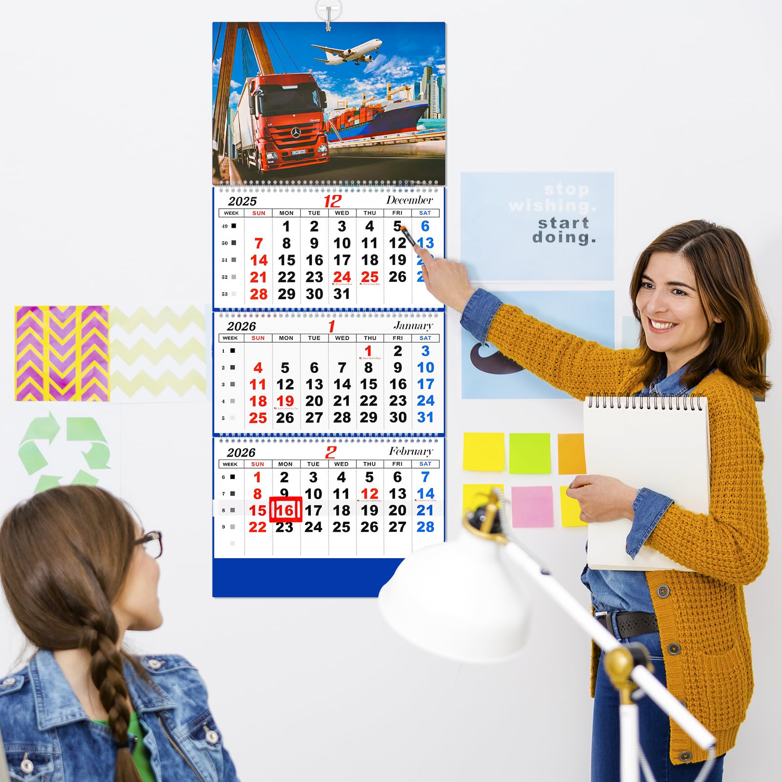 Liitrton Wall Calendar 2026 - 3 Month Calendar Display Large Wall