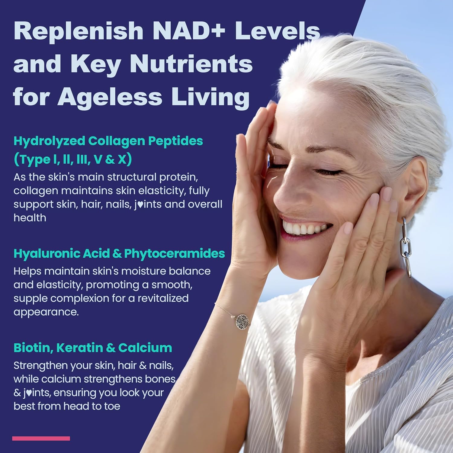 NEVISS Nicotinamide 500mg Gummies, Niacinamide Supplement with Collagen Peptides, (Flush Free Niacin) Vitamin B3 Niacinamide for Anti-Aging, NAD+ Levels, Longevity, Focus & Brain, Sugar Free, 60Cts - Image 6