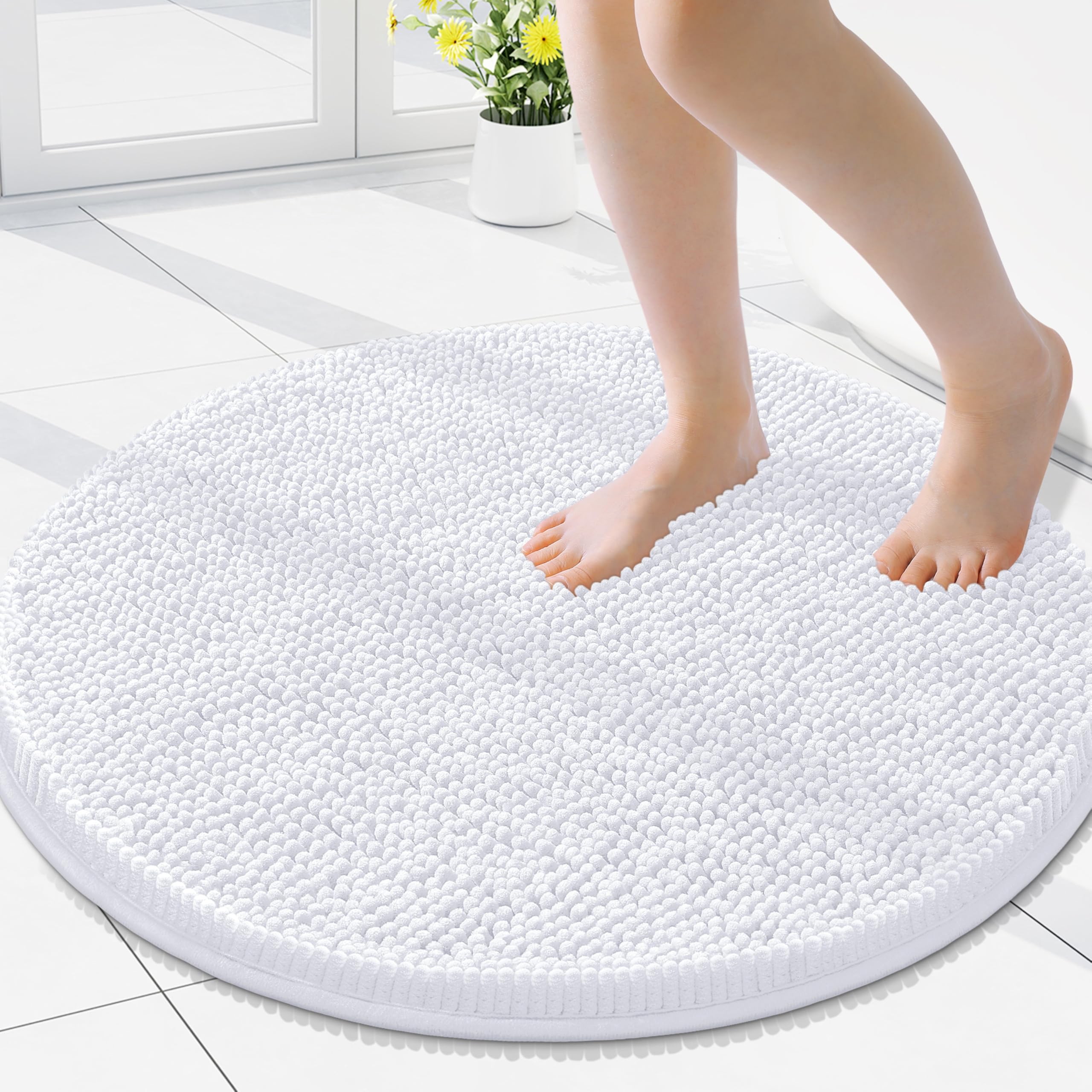 Smiry Round Bathroom Rugs 24X24, Chenille Extra Soft Absorbent Bath Mat