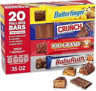 Butterfinger, CRUNCH, Baby Ruth and 100 Grand, Bulk 20 Pack, Assorted Full Size Chocolate Candy Bars, 35 oz