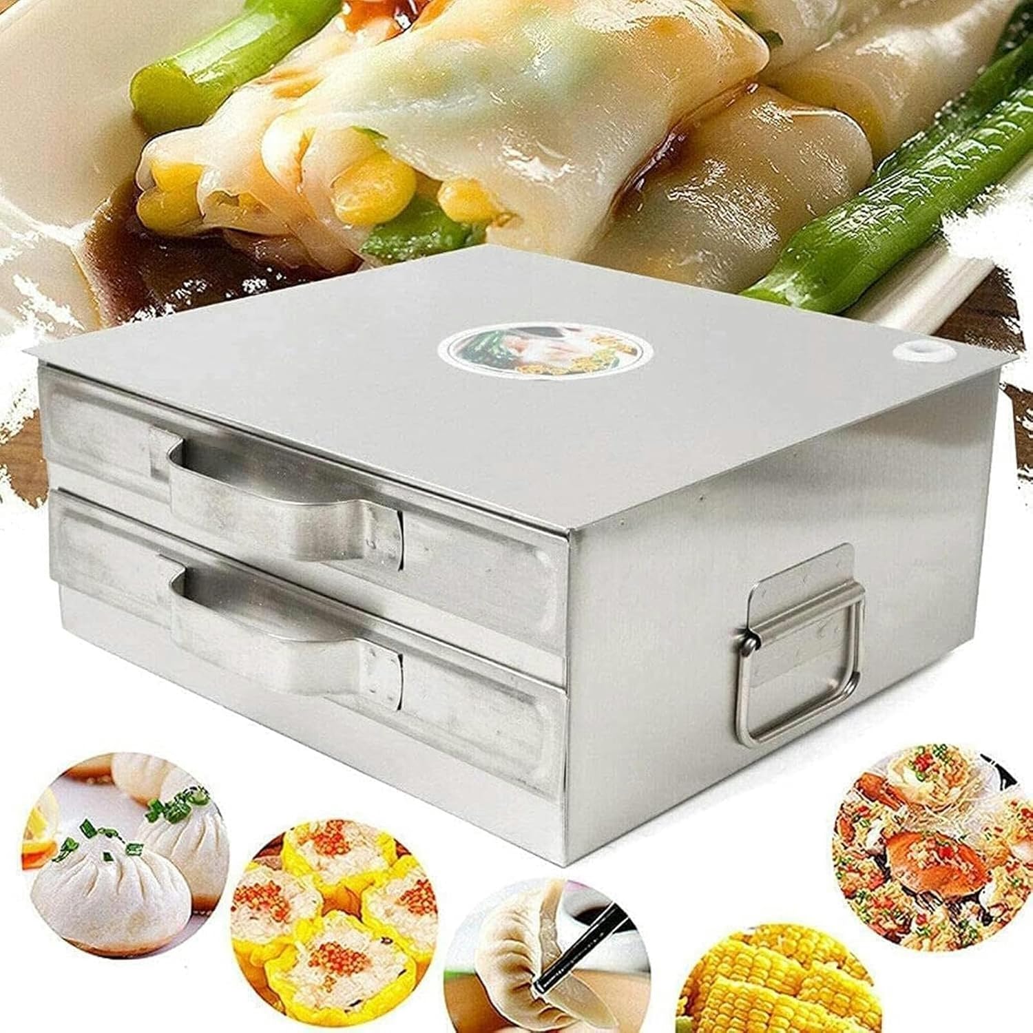 Multifunction Cooking Machine, Rice Roll Steamer Drawer Machine, Rice Noodle Rolls Machine, Stainless Steel Kitchen Food Cuisine Cookware