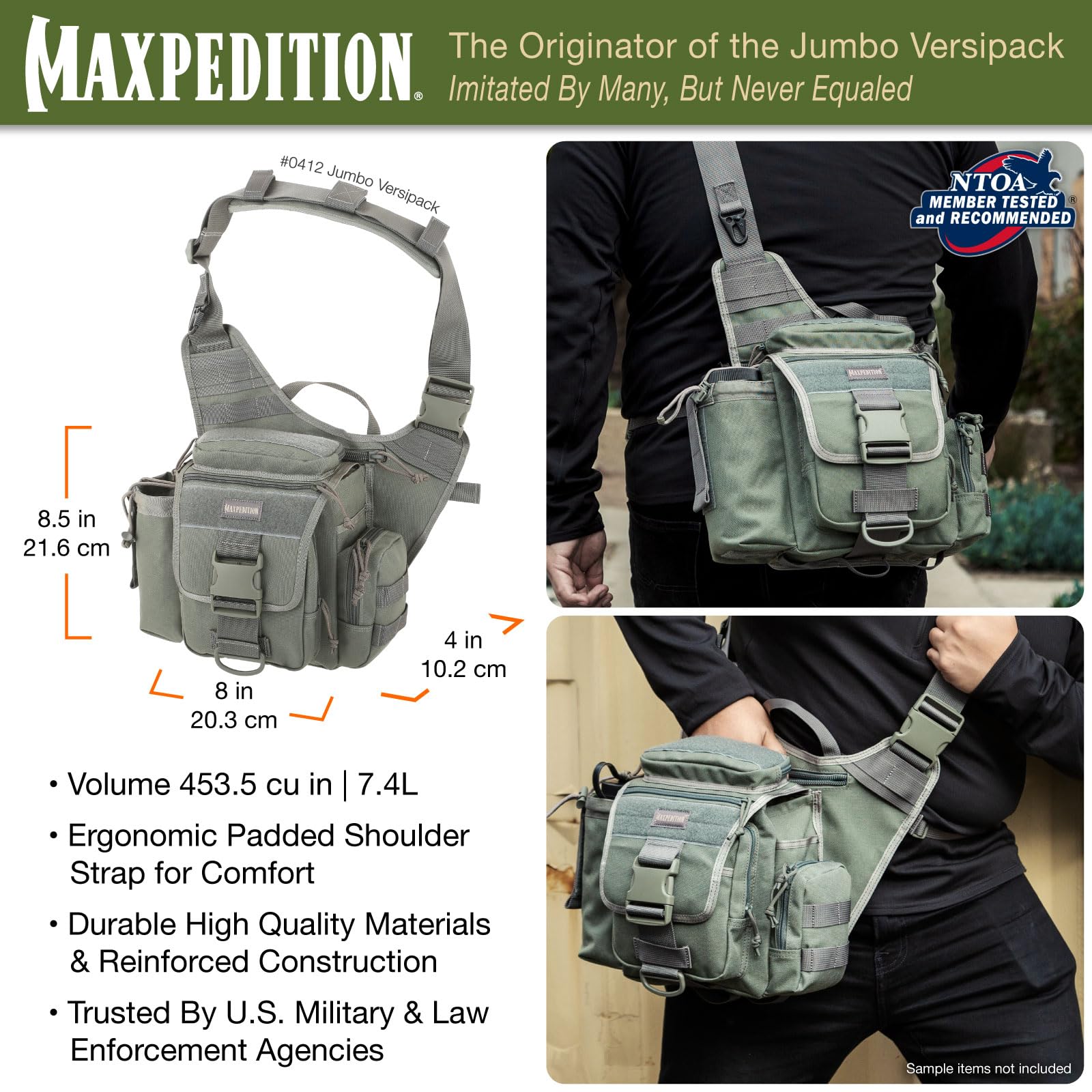 Maxpedition Jumbo Versipack Torba na ramię - Liście Zielone, 3,5 l, Zielone liście, Rozmiar Uniwersalny