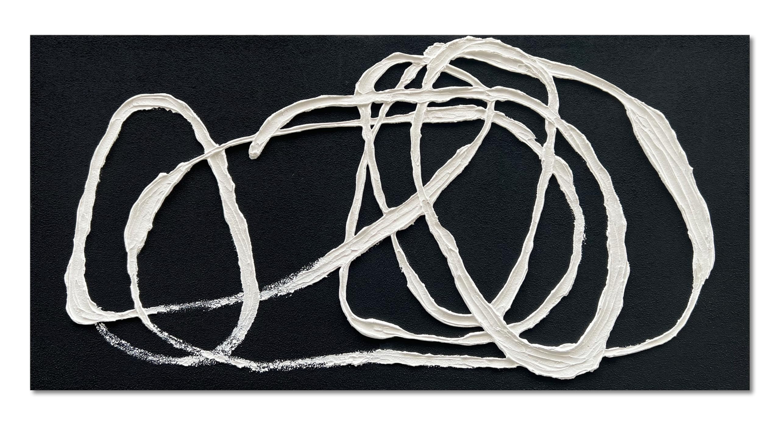 nankai art hand painted black and white texture oil painting modern minimalist art abstract wall decoration painting 24x48 inches