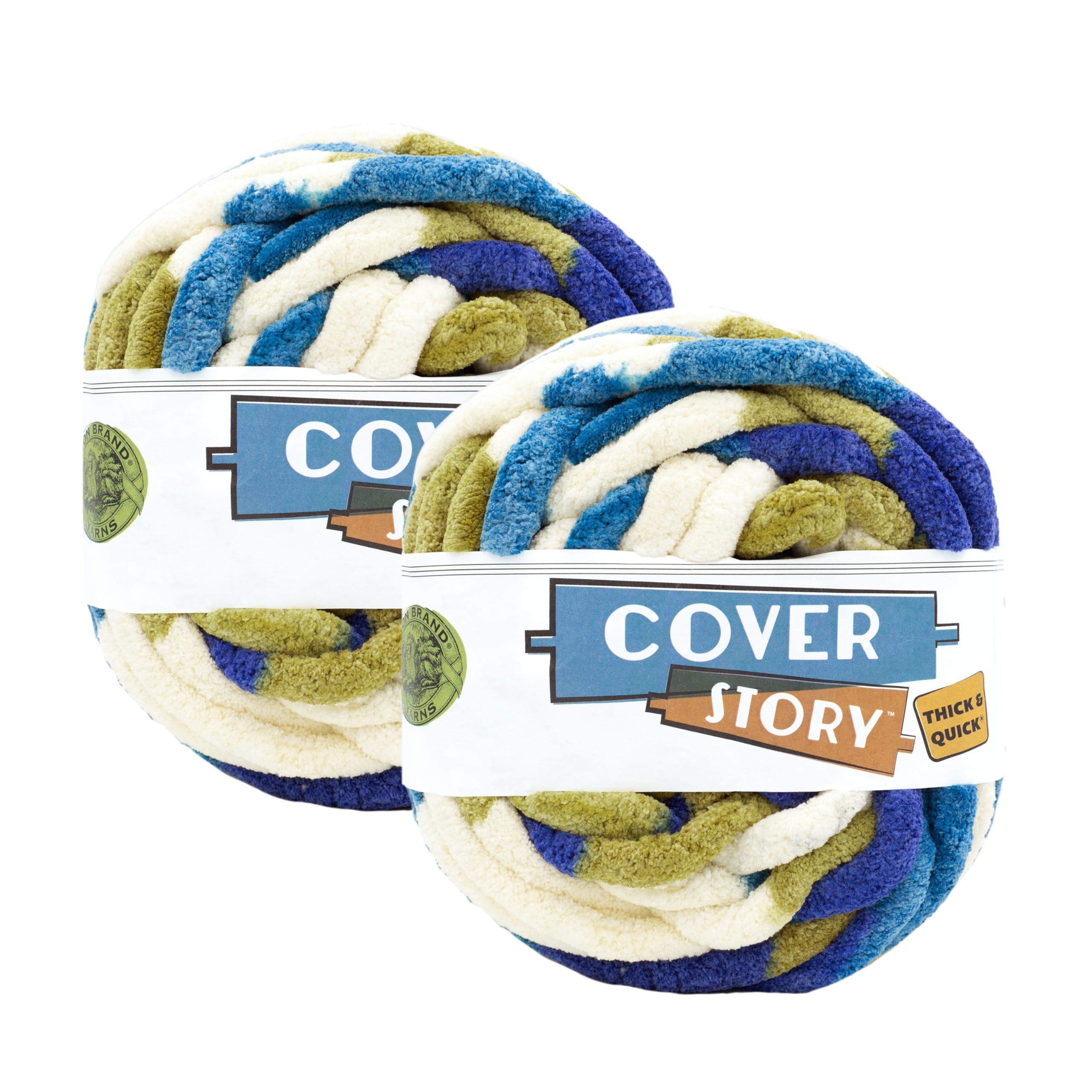 Lion Brand Yarn, Cover Story Thick & Quick, Blanket Yarn, Woodlands, 2 Pack