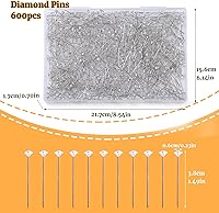 Vista 2 de 600 alfileres de ramo, alfileres de diamante rectos, alfileres de ramilletes de 1.5 pulgadas, alfileres de flores de ramilletes de costura, aguja