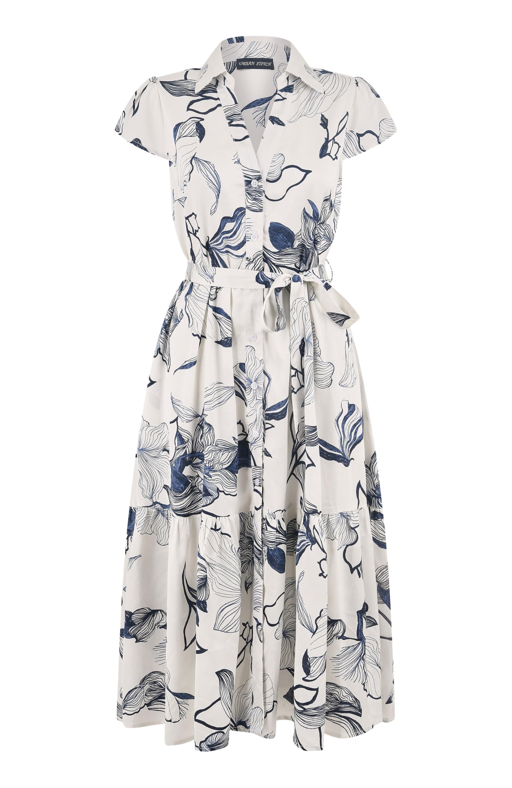 Yumi Women's Midi Shirt Dress - Ivory - Size 14