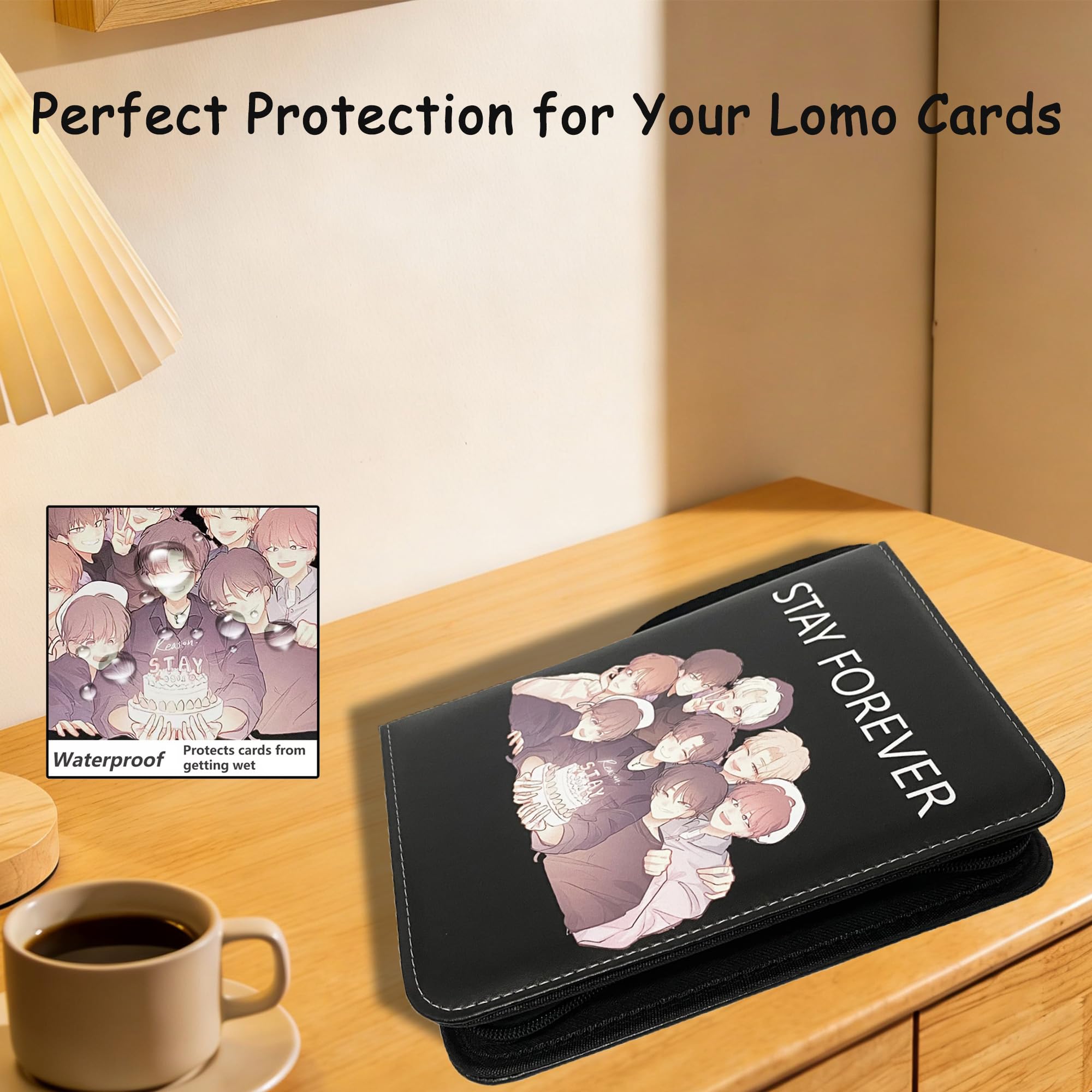 KPOP - Carpeta para tarjetas de fotos, 400 bolsillos, con fundas para tarjetas Lomo, color negro