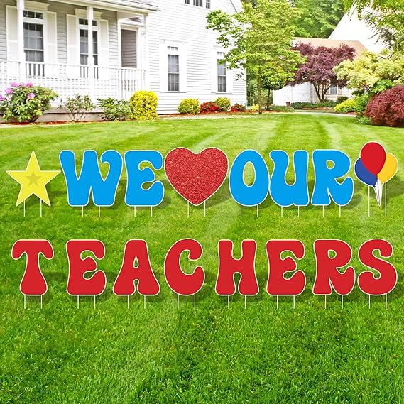 Arosche Teacher Appreciation Decorations Yard Signs 16 Pcs