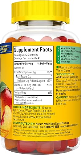 Miniatura 8 de Nature Made - Gomitas para adultos vitamina D3 tamaño de valor fresa melocotón y mango 2844 1