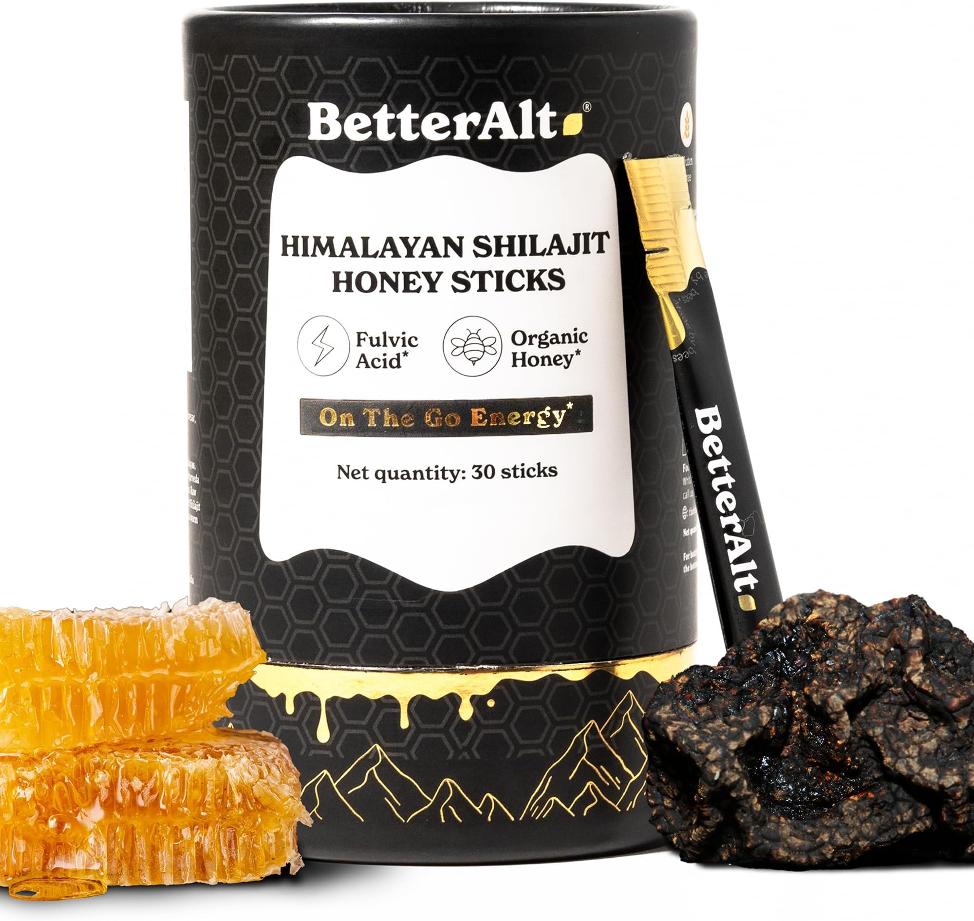 - Better Alt Pure Himalayan Shilajit/Shilajeet Energy Sticks with Organic Honey,Naturally Sweeter & Tastier|Helps muscle recovery|Boosts Strength & Improved energy, 85+ Trace Minerals,75%+ Fulvic Acid