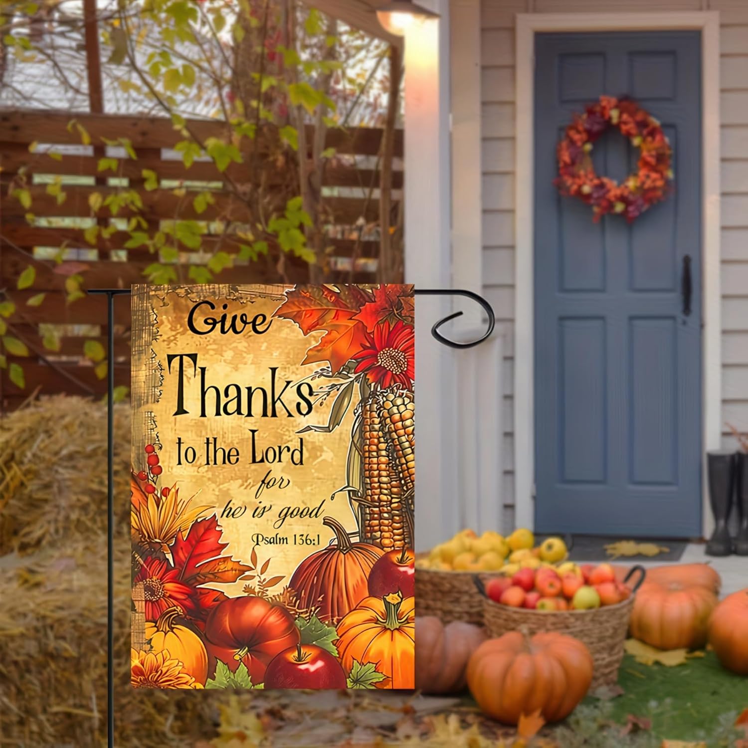 Fall Pumpkin Thanksgiving Garden Flag 12x18 Double Sided Autumn Yard Banner Happy Fall Welcome Sign Outdoor Harvest Farmhouse Decor Pumpkin Outdoor Decorations for Outside Garden Flags - Image 5