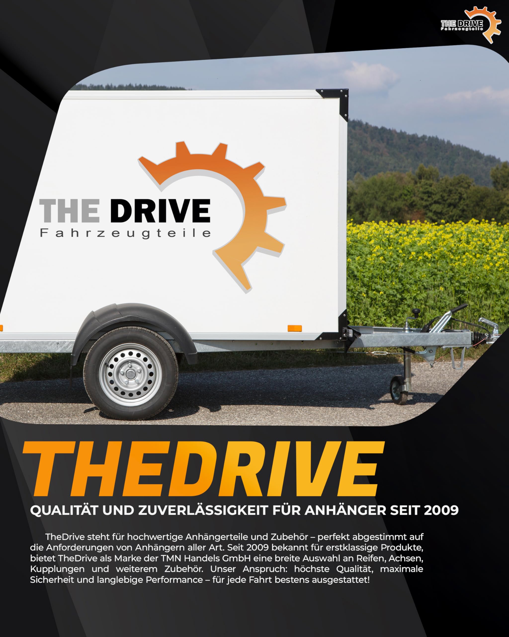 The Drive 2x Komplettrad 155/80R13 84N XL für Pkw-Anhänger & Caravan – Felge 4Jx13 H2 ET30 – Lochkreis 4x100 – Tragkraft 500kg – max. 140 km/h – hochwertige Ersatzräder für Autoanhänger