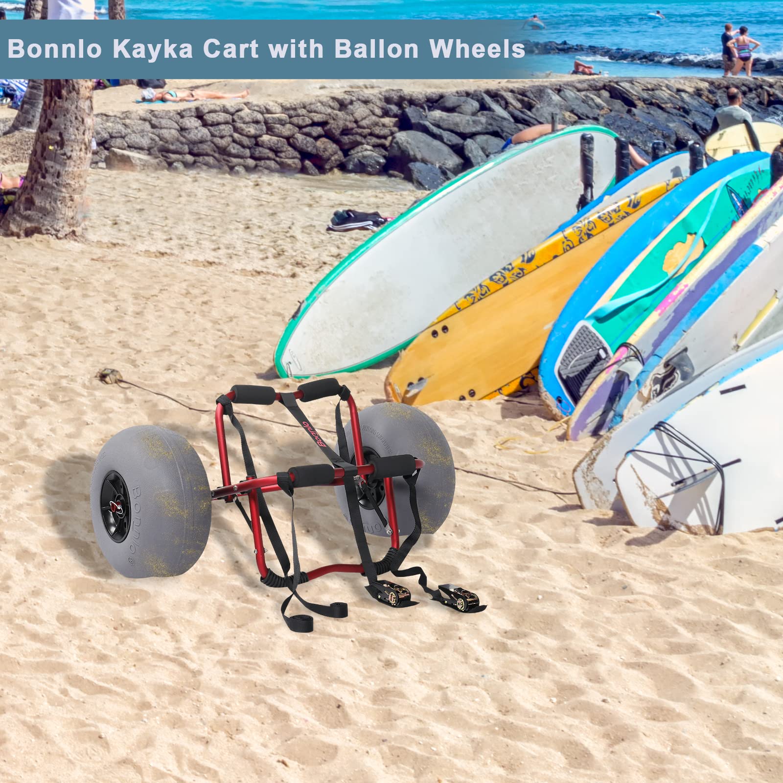 Buy Bonnlo Kayak Beach Cart with Balloon Wheels Canoe Dolly Foldable