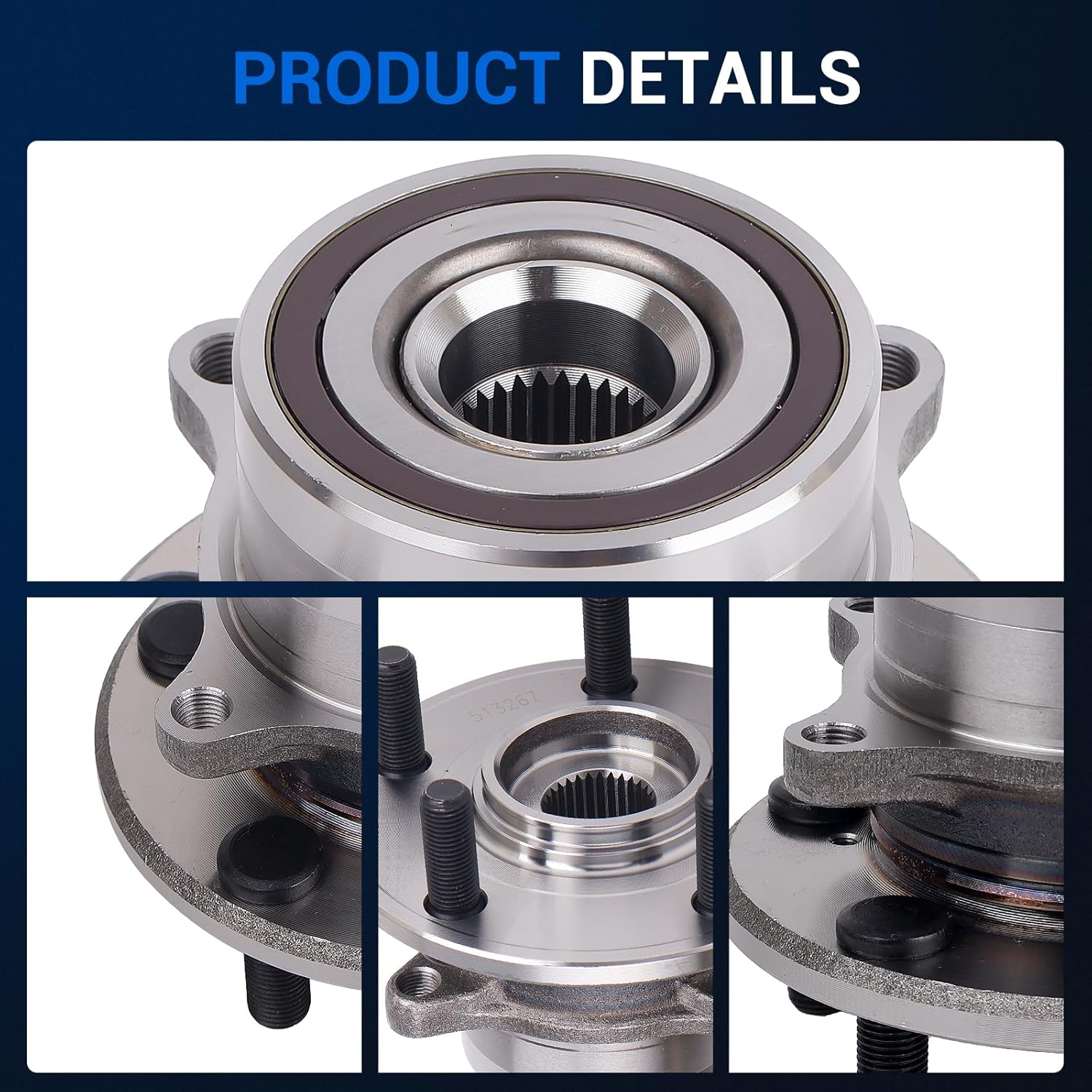 Autoround 513267 Front Wheel Bearing Hub Assembly Fit for Acura MDX 2007-2013 / ZDX 2010-2013, Honda Pilot 2009-2015