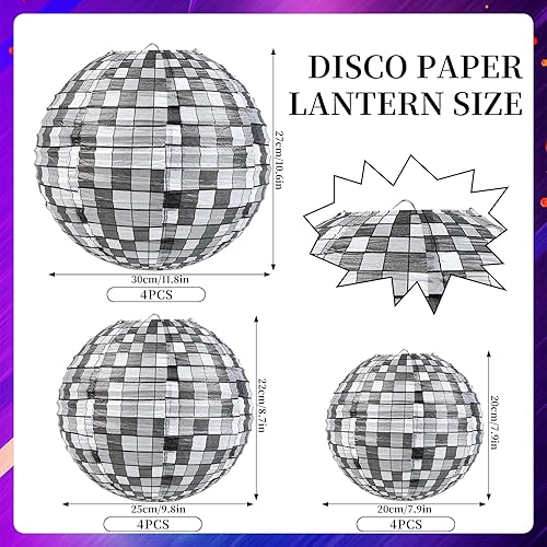 Miniatura 2 de 12 piezas de decoración de fiesta de discoteca de papel de discoteca decoración colgante remolinos decoración de techo para 70s 80s hippie