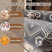 Vista 156 de VClife funda boho de sofá de felpilla para sofá seccional, funda antideslizante para sofá de 2 plazas, protector para mascotas con borlas, funda