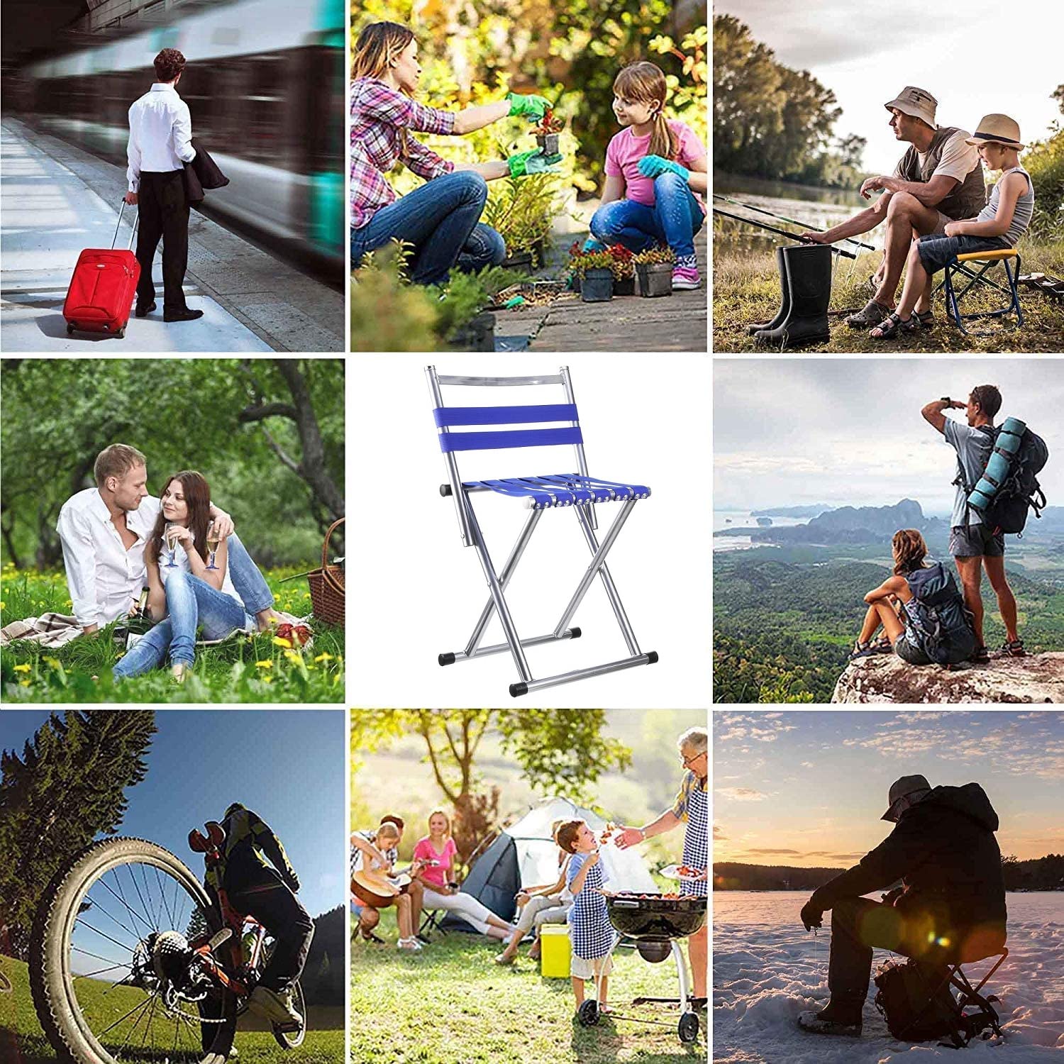 Gikvni Portable Folding Chair for Camping Travelling Lawn Patio Fishing Garden Beach Picnic Outdoor Foldable Chair Stool for Indoor Outdoor Use 1 PCS - Image 3 thumbnail