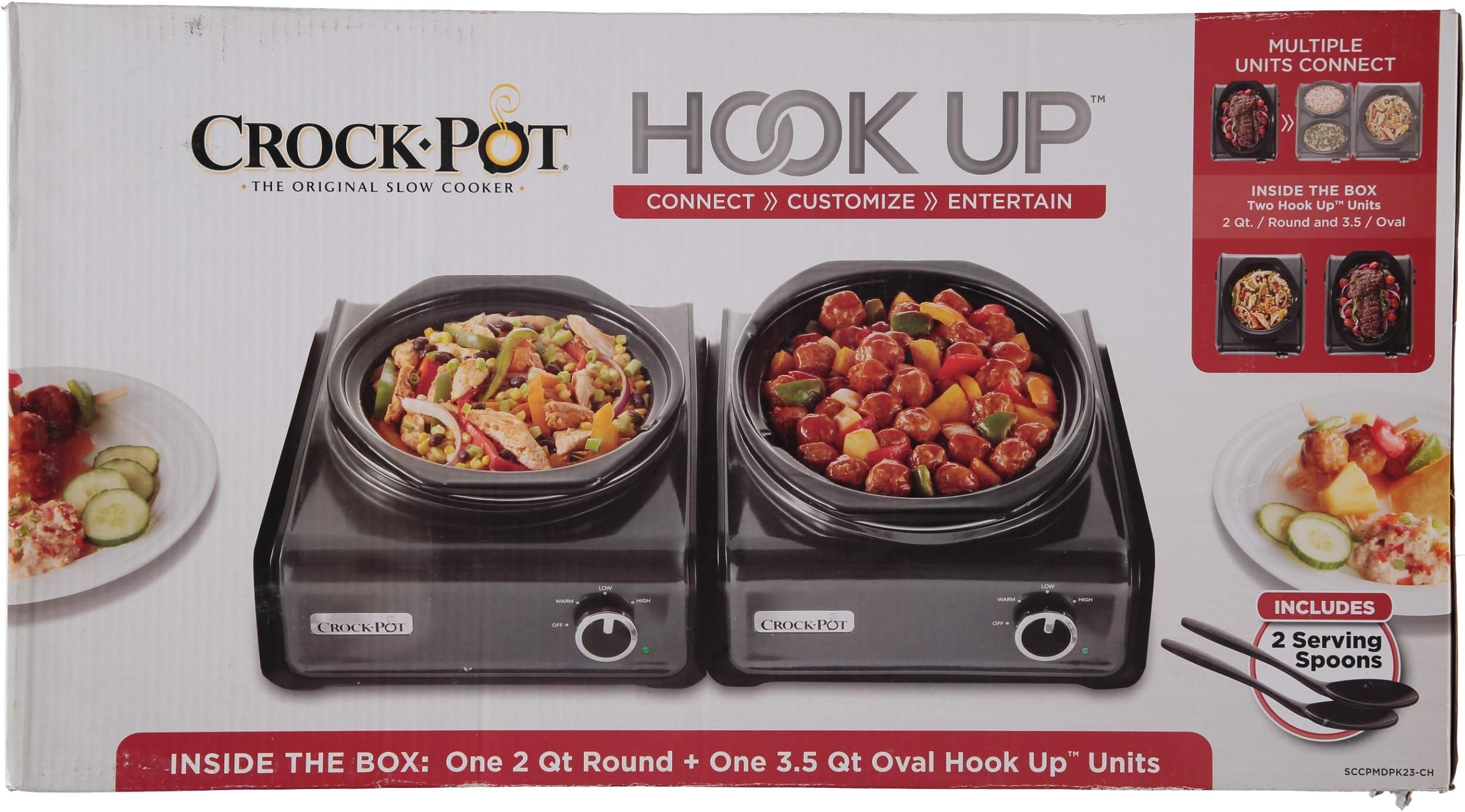 Crock-Pot, Black Charcoal Crockpot 5 Oval Plus Round hookup SCCPMDPK23CH, 2 quart + 3.5 quart