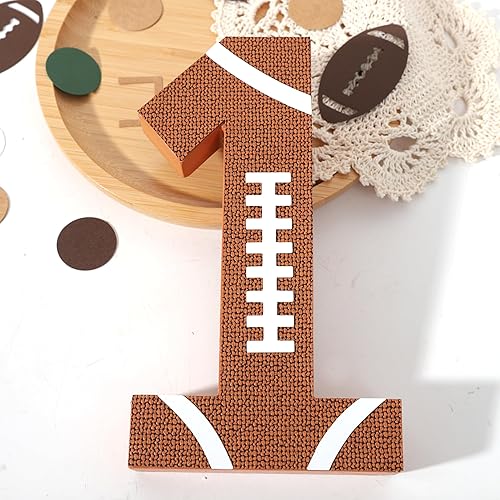 Miniatura 8 de Centro de mesa de madera con letrero de fútbol americano de 1er año, fútbol deportivo, decoración de mesa de primer cumpleaños, fiesta de fútbol